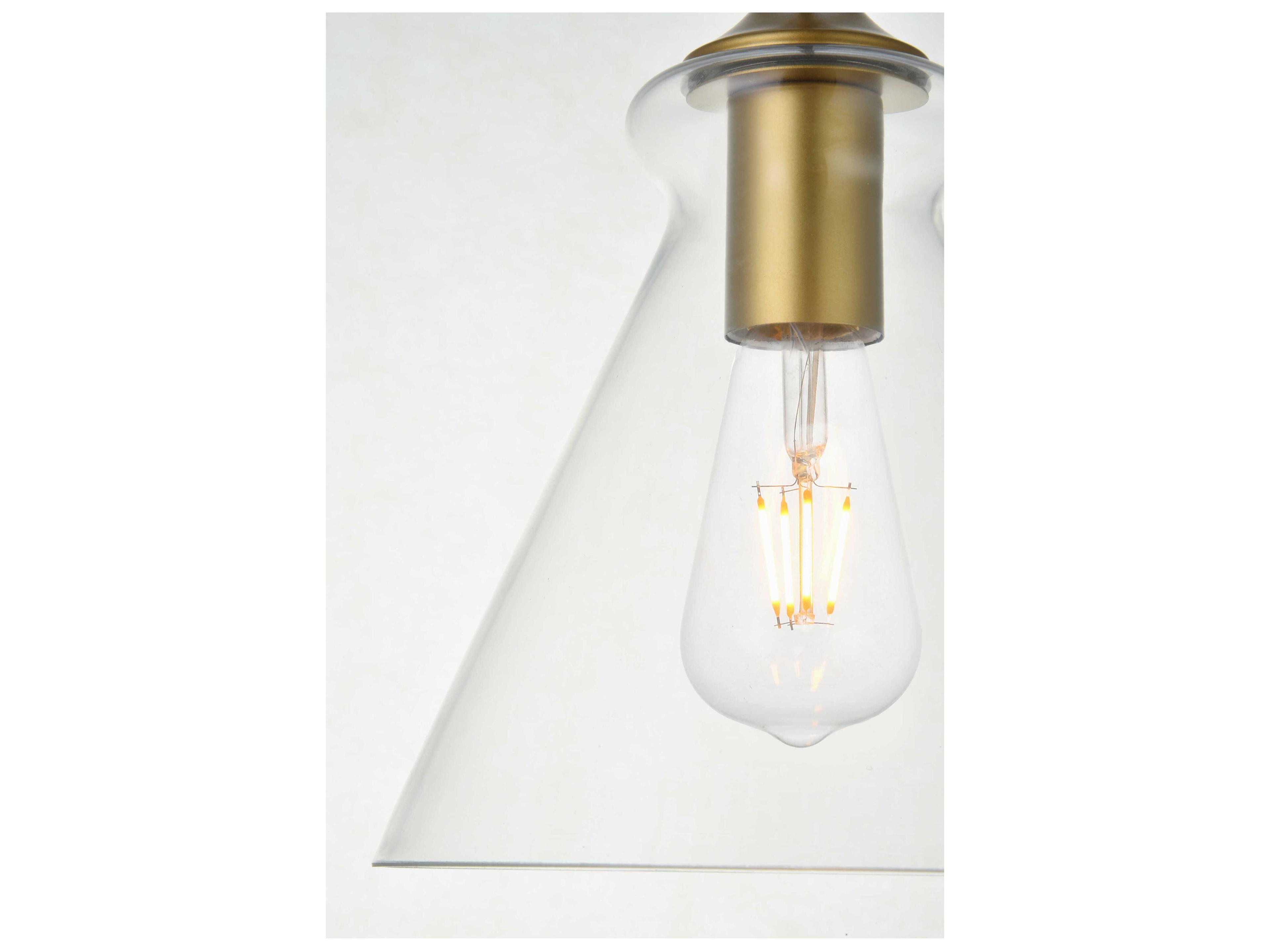 Elegant Lighting Destry 1-Light Brass Glass Mini Pendant