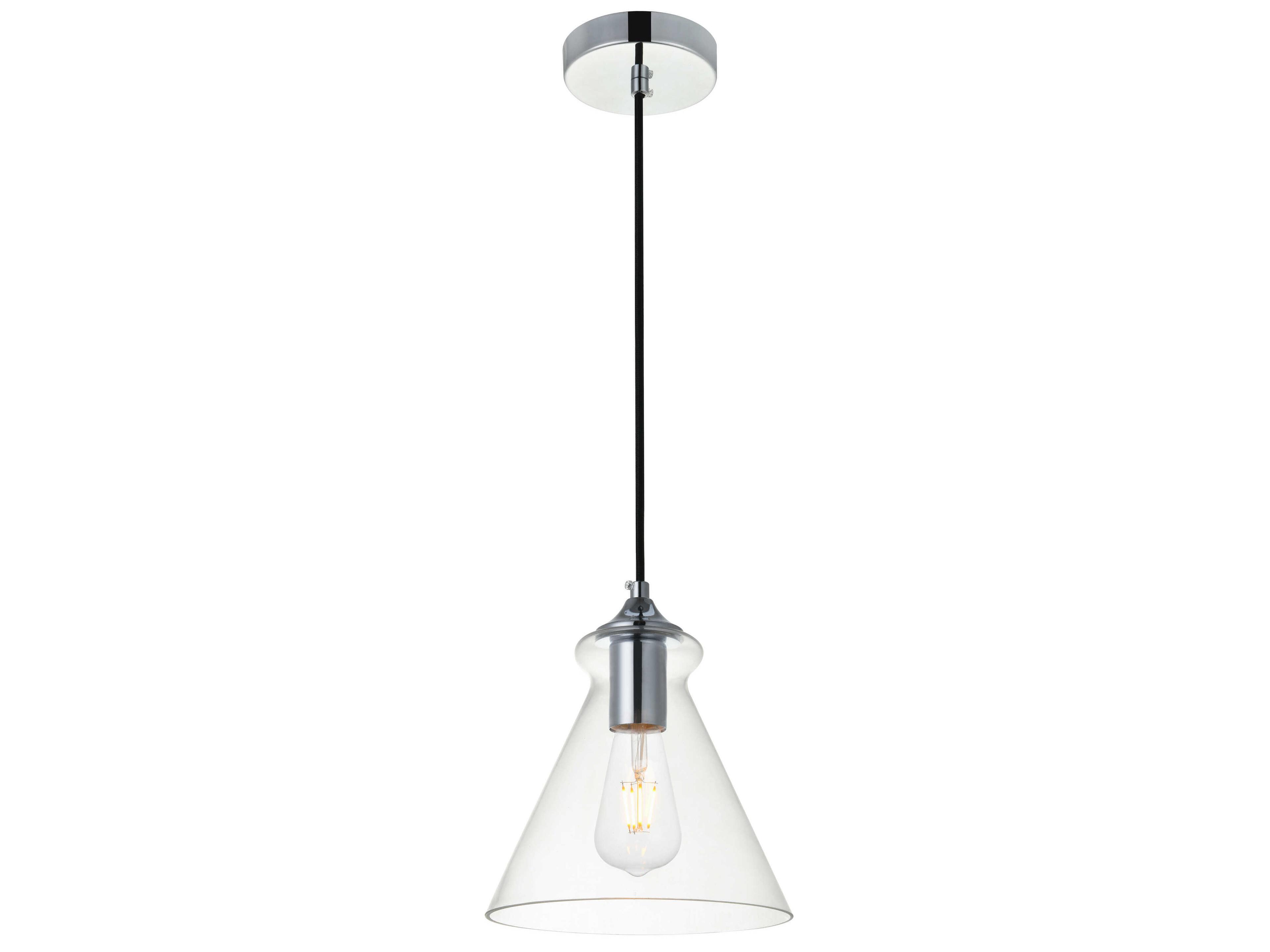 Elegant Lighting Destry 1-Light Chrome Glass Mini Pendant