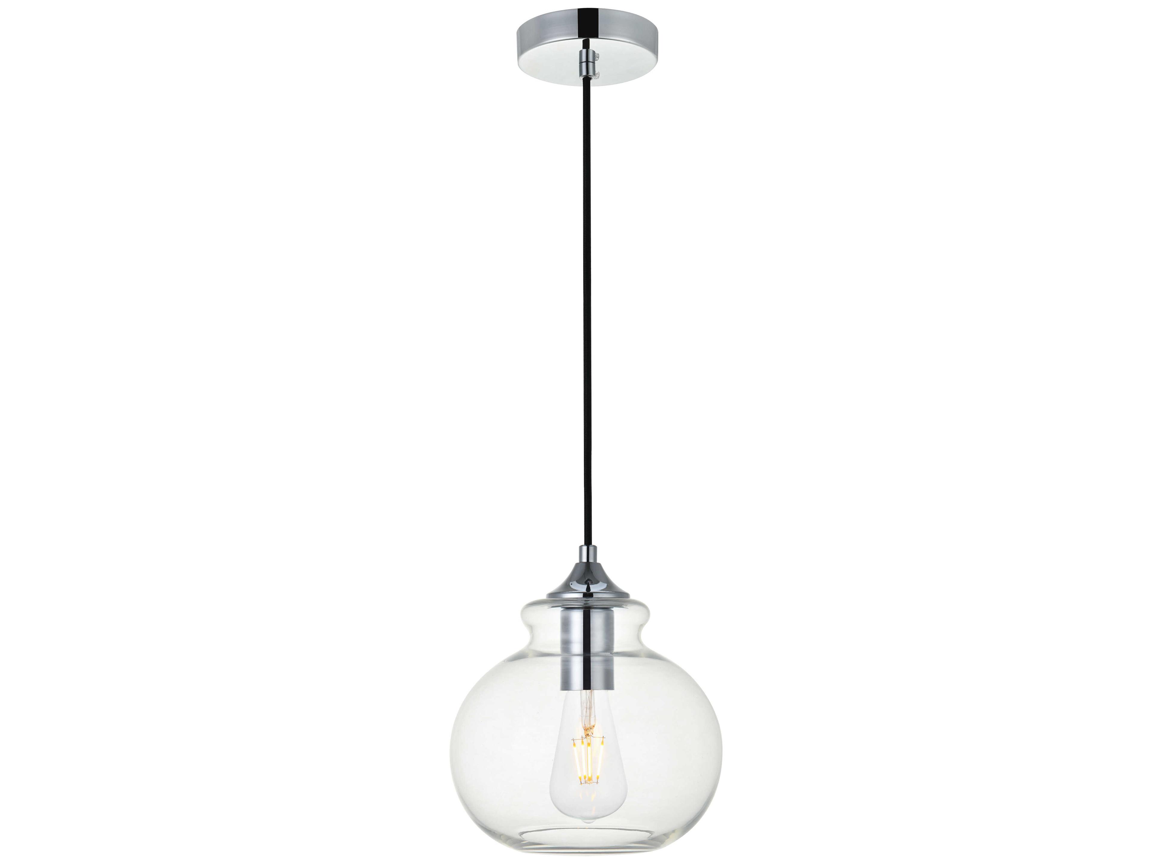 Elegant Lighting Destry 1-Light Chrome Glass Round Mini Pendant