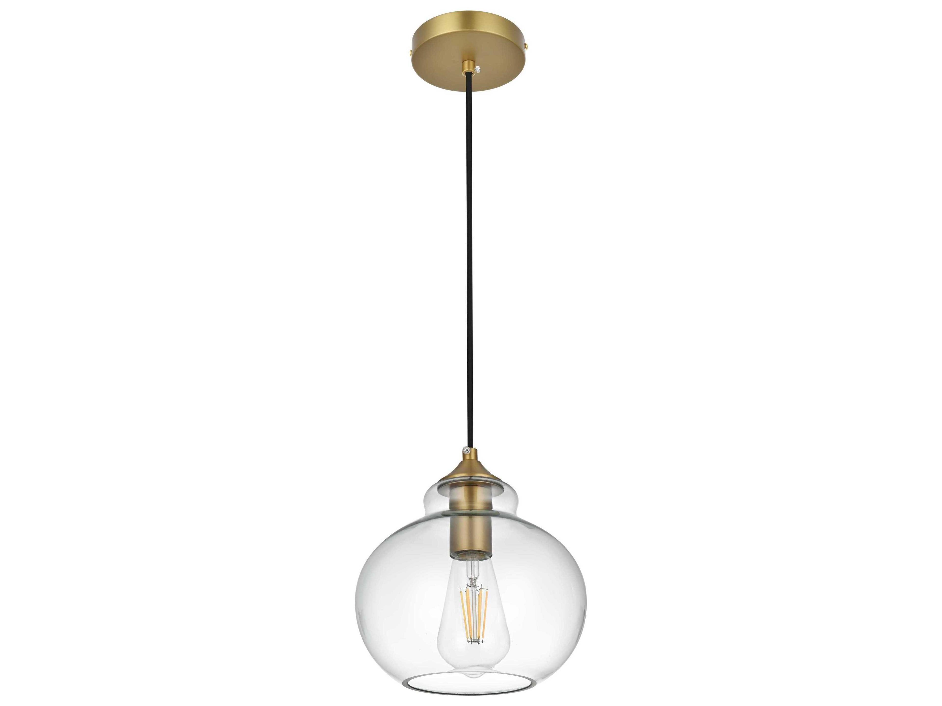 Elegant Lighting Destry 1-Light Satin Gold Mini Pendant