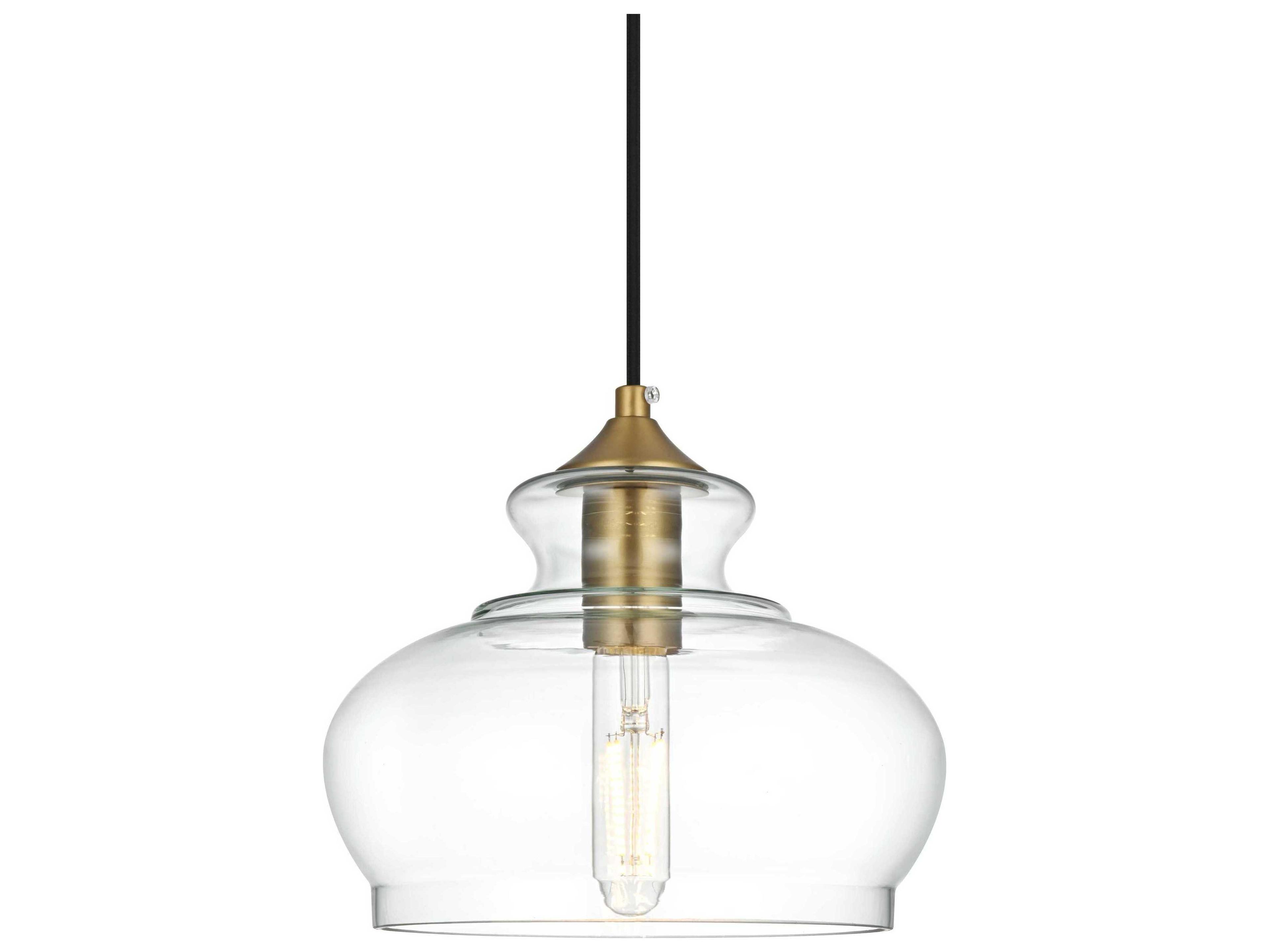 Elegant Lighting Destry 1-Light Satin Gold Mini Pendant
