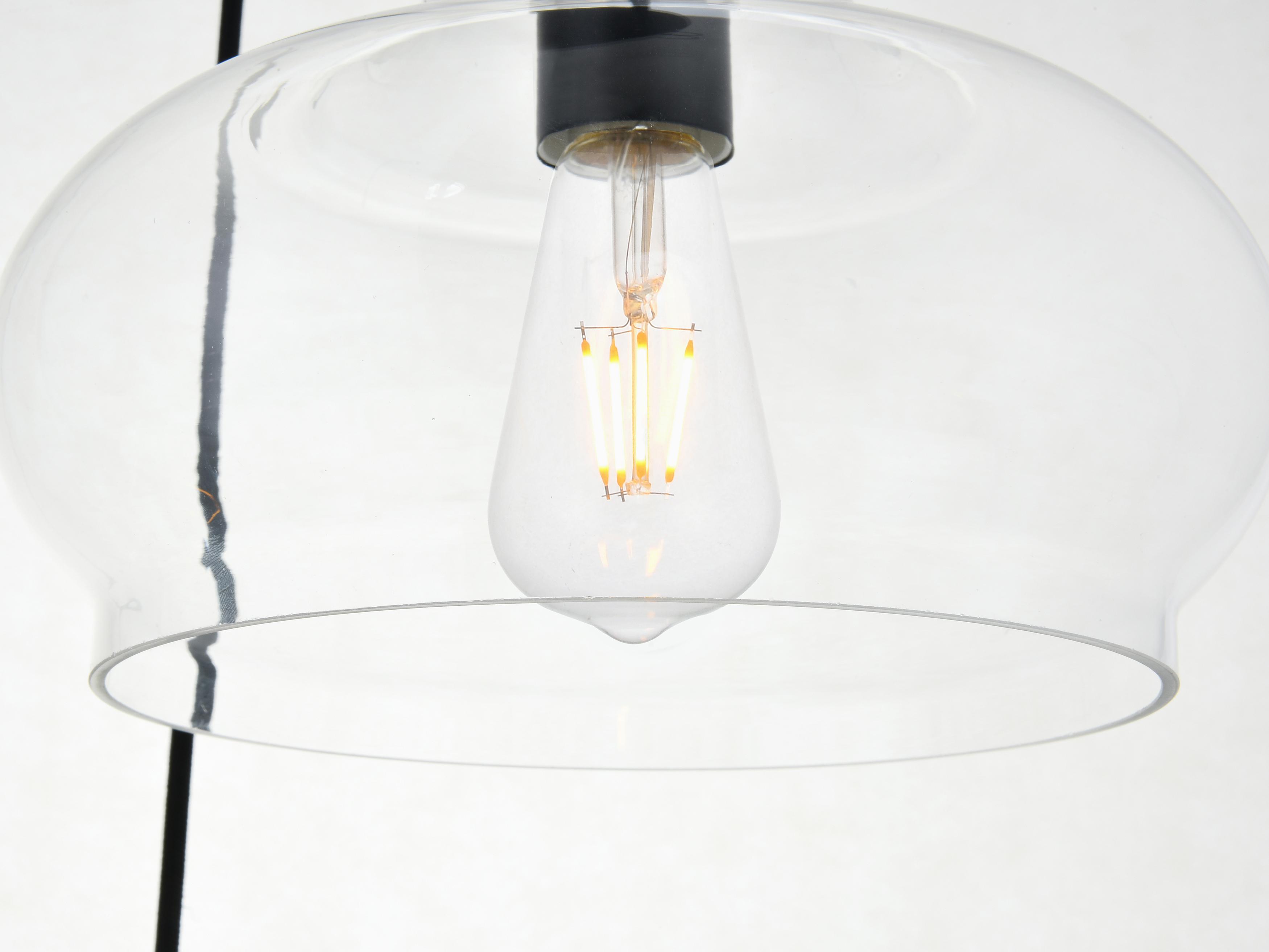 Elegant Lighting Destry 3-Light Black Glass Geometric Pendant