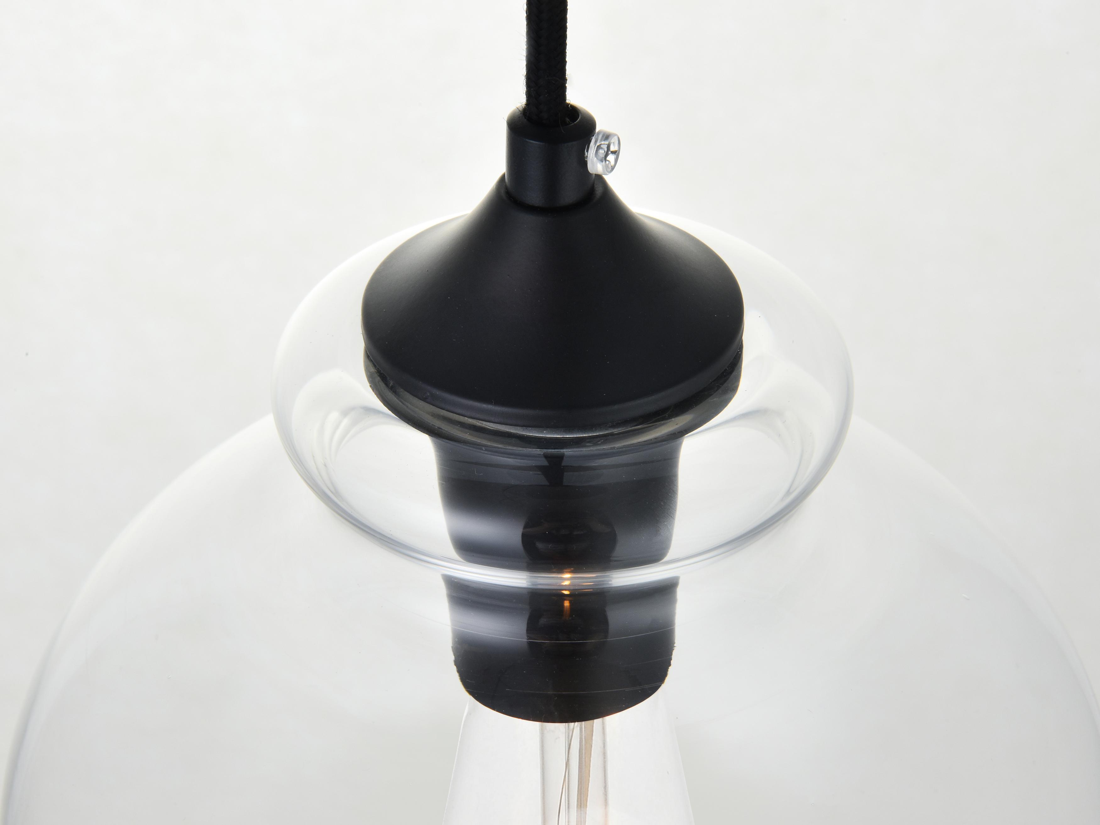 Elegant Lighting Destry 3-Light Black Glass Geometric Pendant