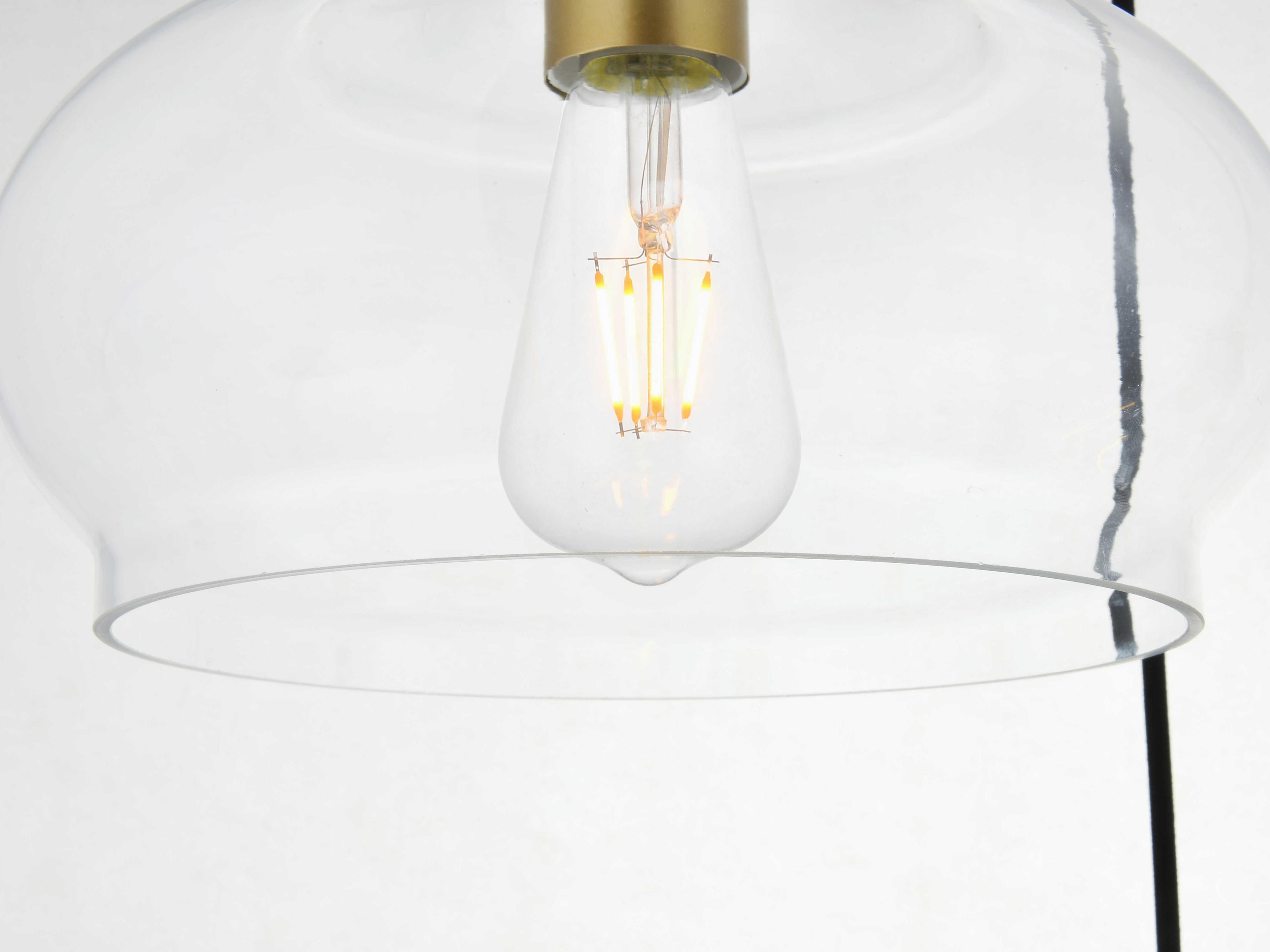 Elegant Lighting Destry 3-Light Brass Glass Geometric Pendant