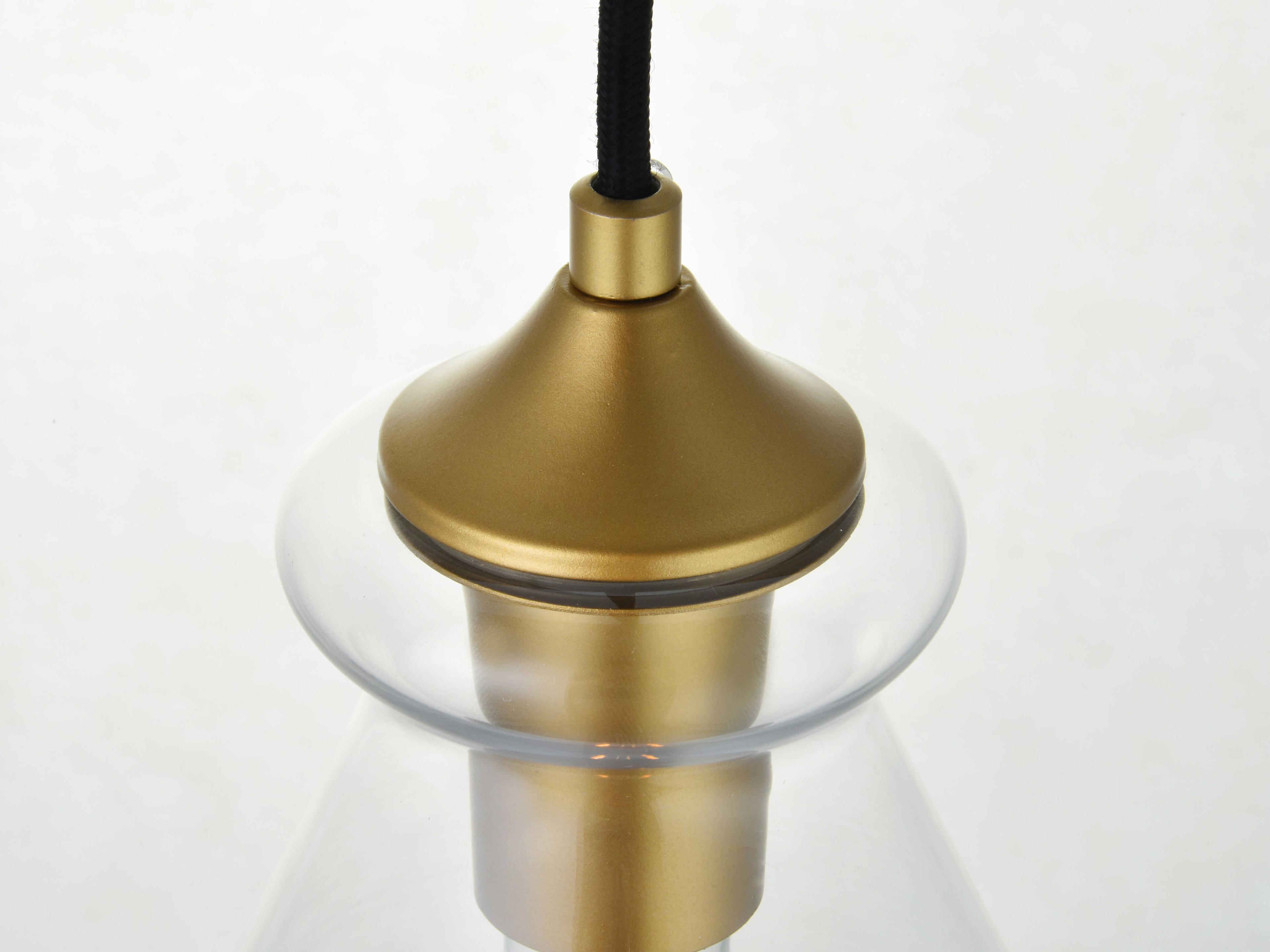 Elegant Lighting Destry 3-Light Brass Glass Geometric Pendant