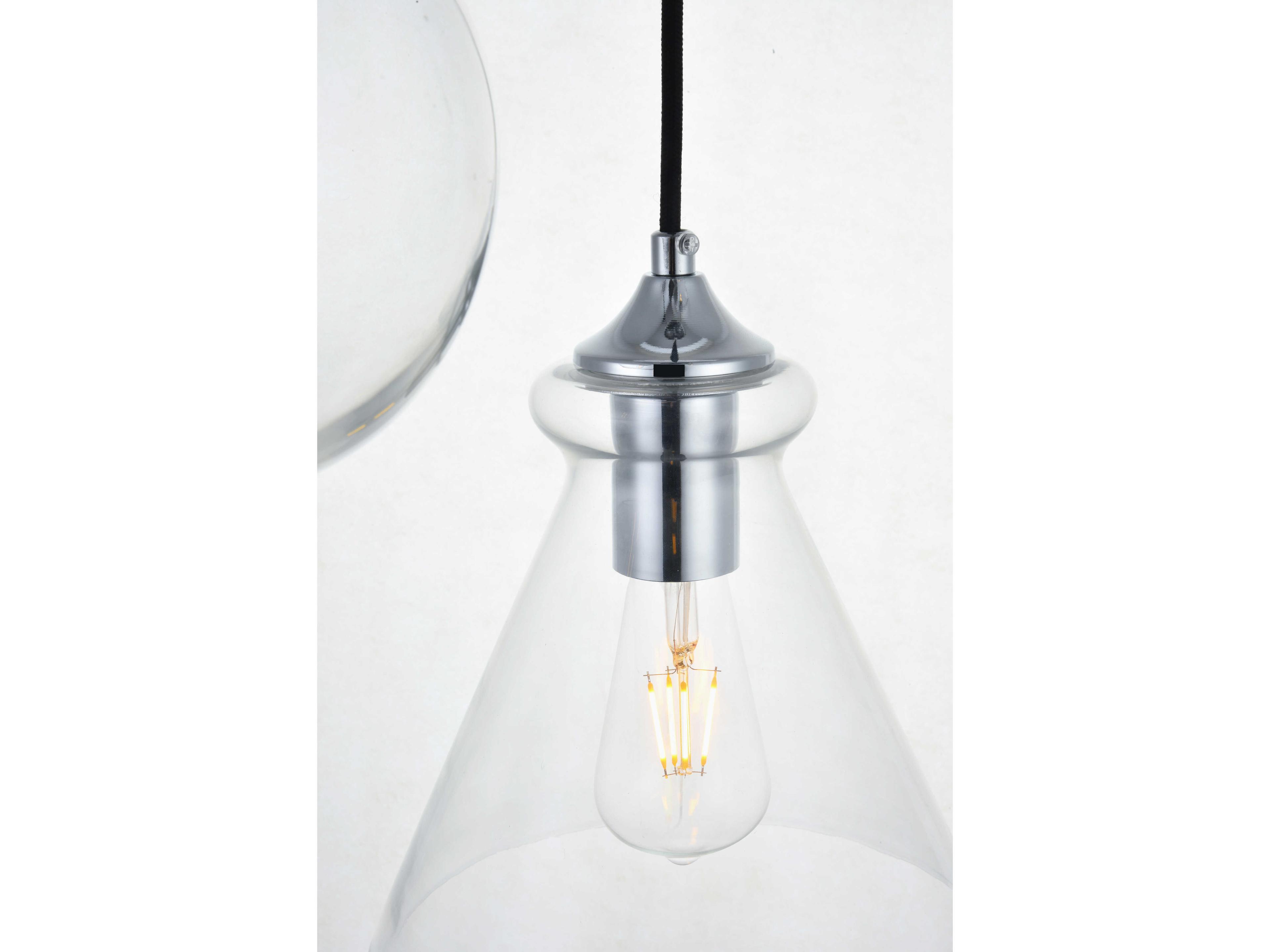 Elegant Lighting Destry 3-Light Chrome Glass Geometric Pendant