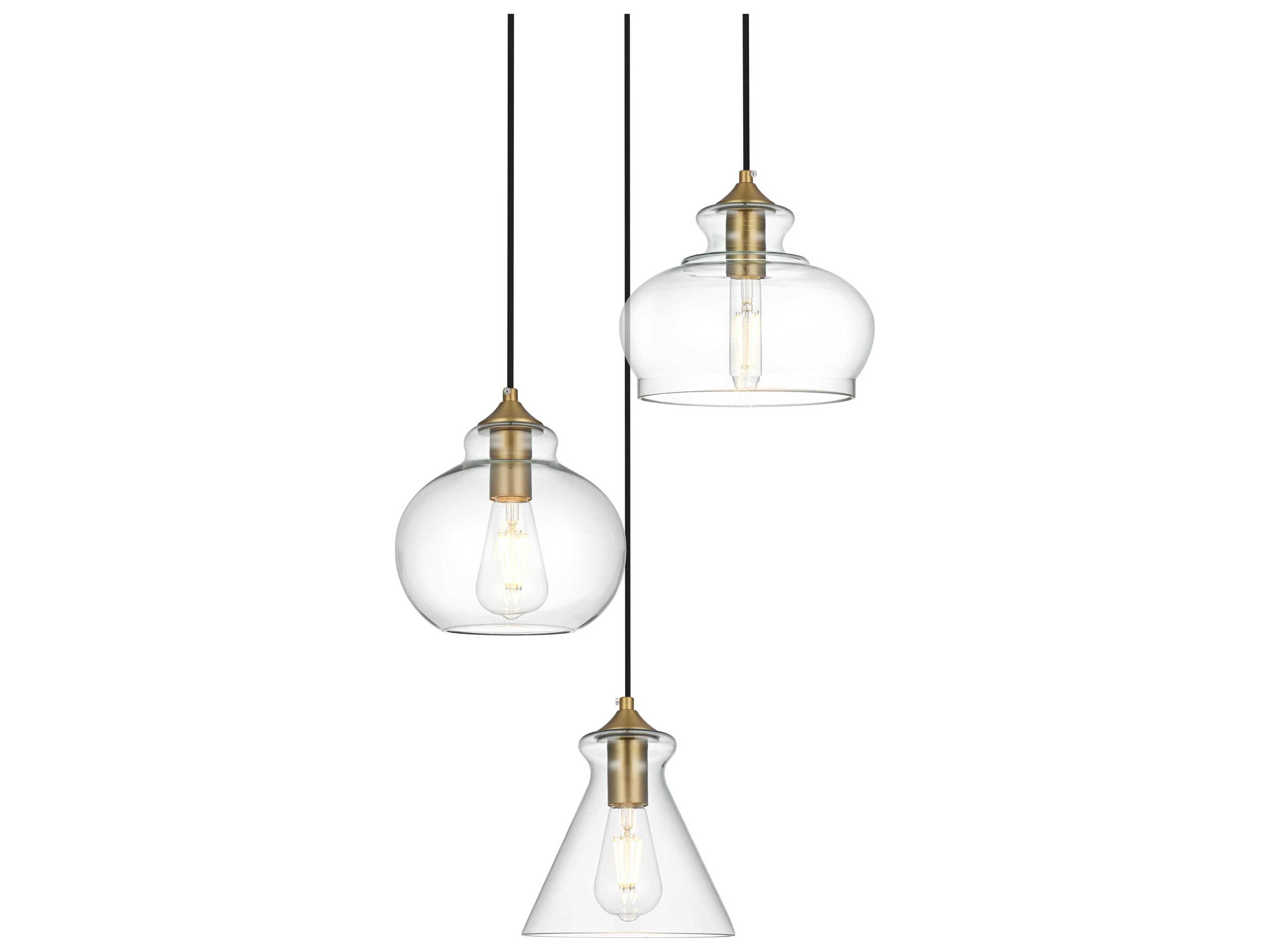 Elegant Lighting Destry 3-Light Satin Gold Pendant