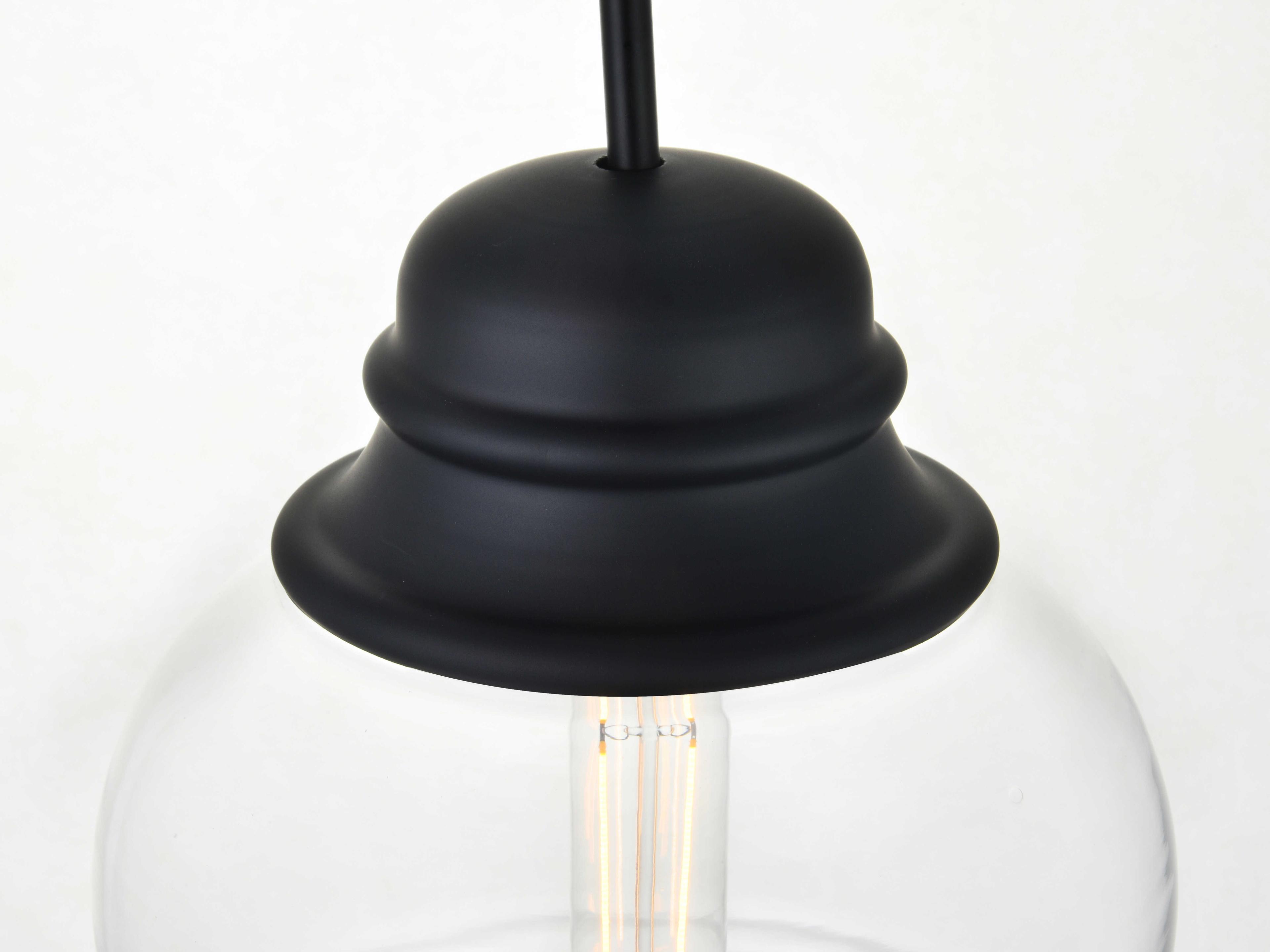 Elegant Lighting Kenna 1-Light Black Glass Globe Mini Pendant