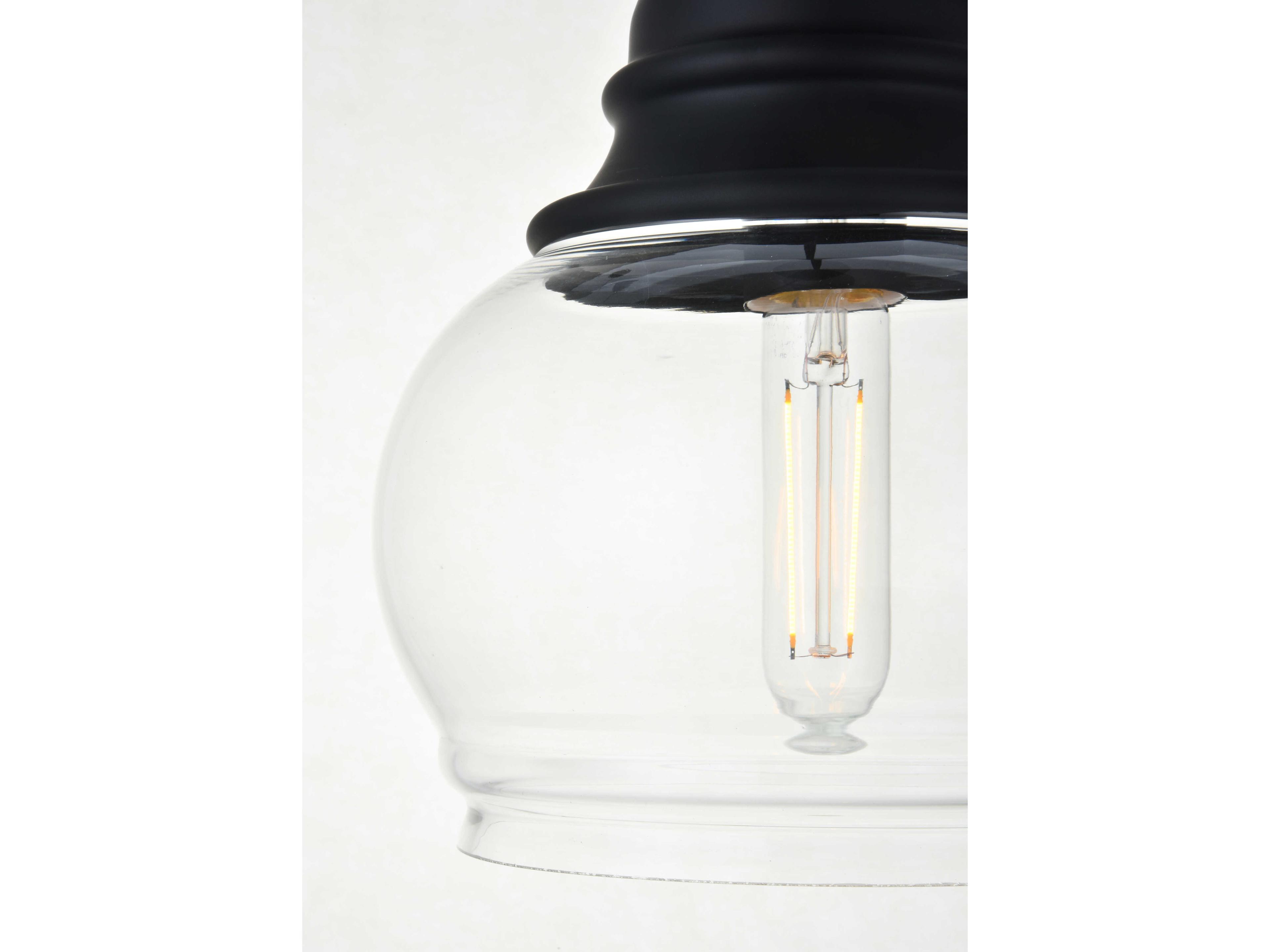 Elegant Lighting Kenna 1-Light Black Glass Globe Mini Pendant