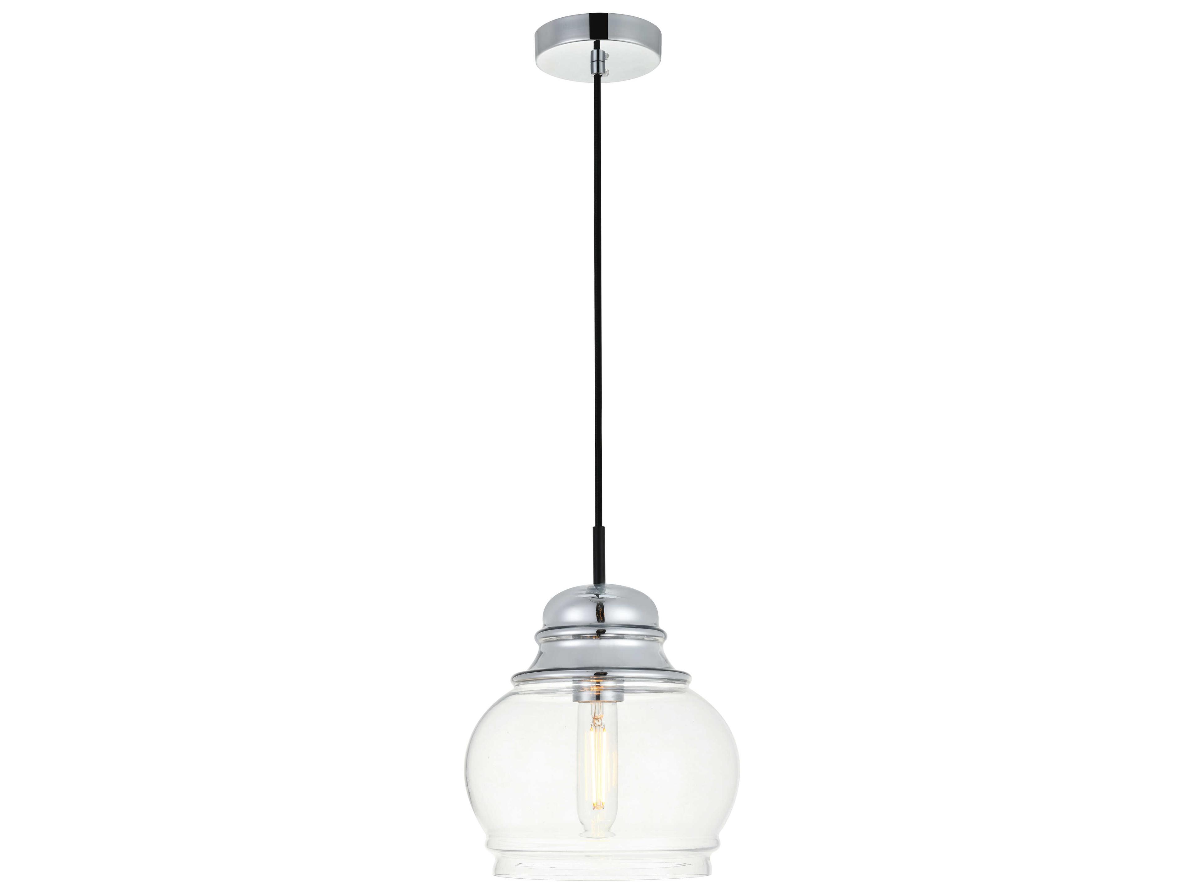 Elegant Lighting Kenna 1-Light Chrome Glass Mini Pendant