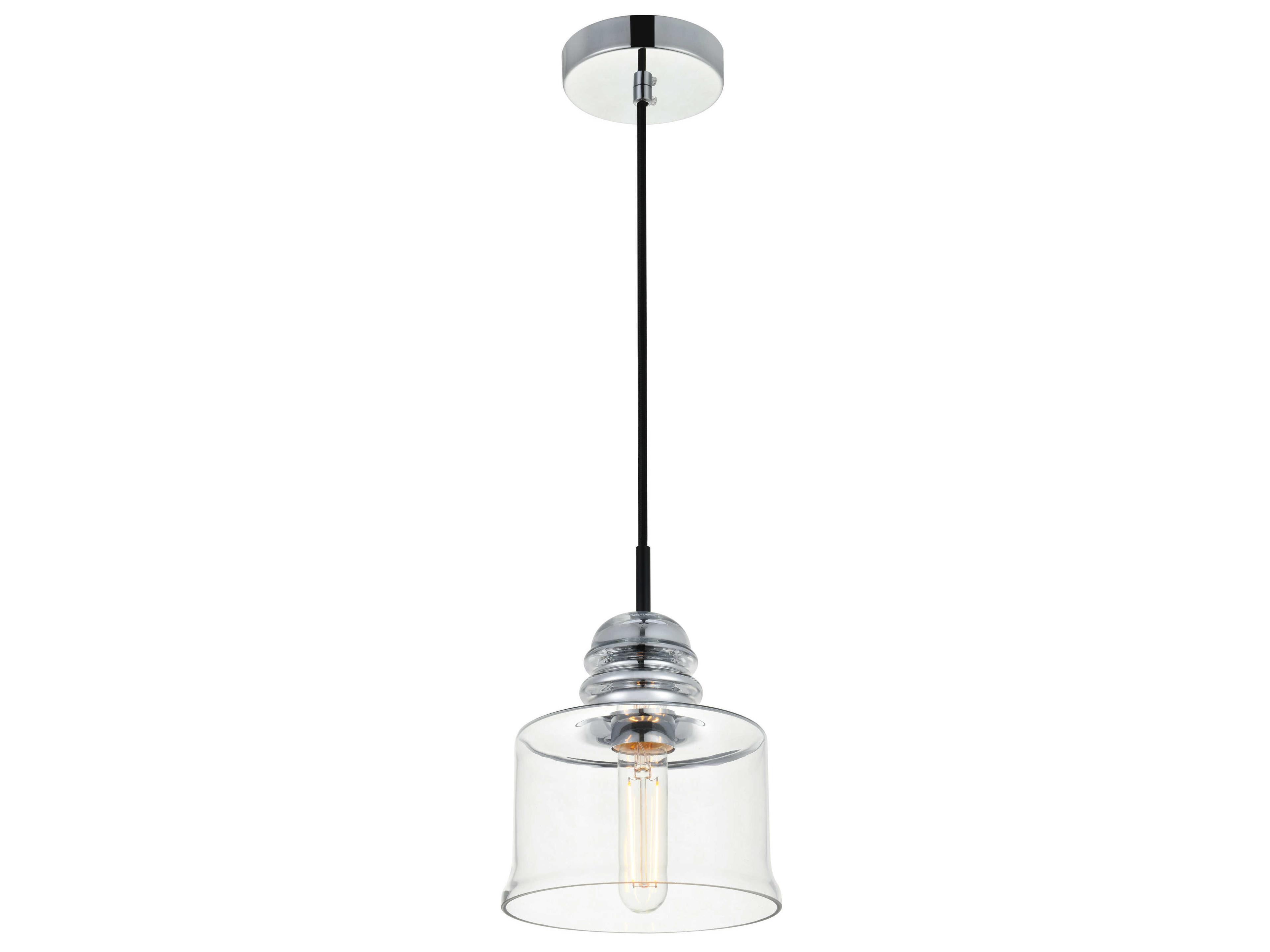 Elegant Lighting Kenna 1-Light Chrome Glass Mini Pendant