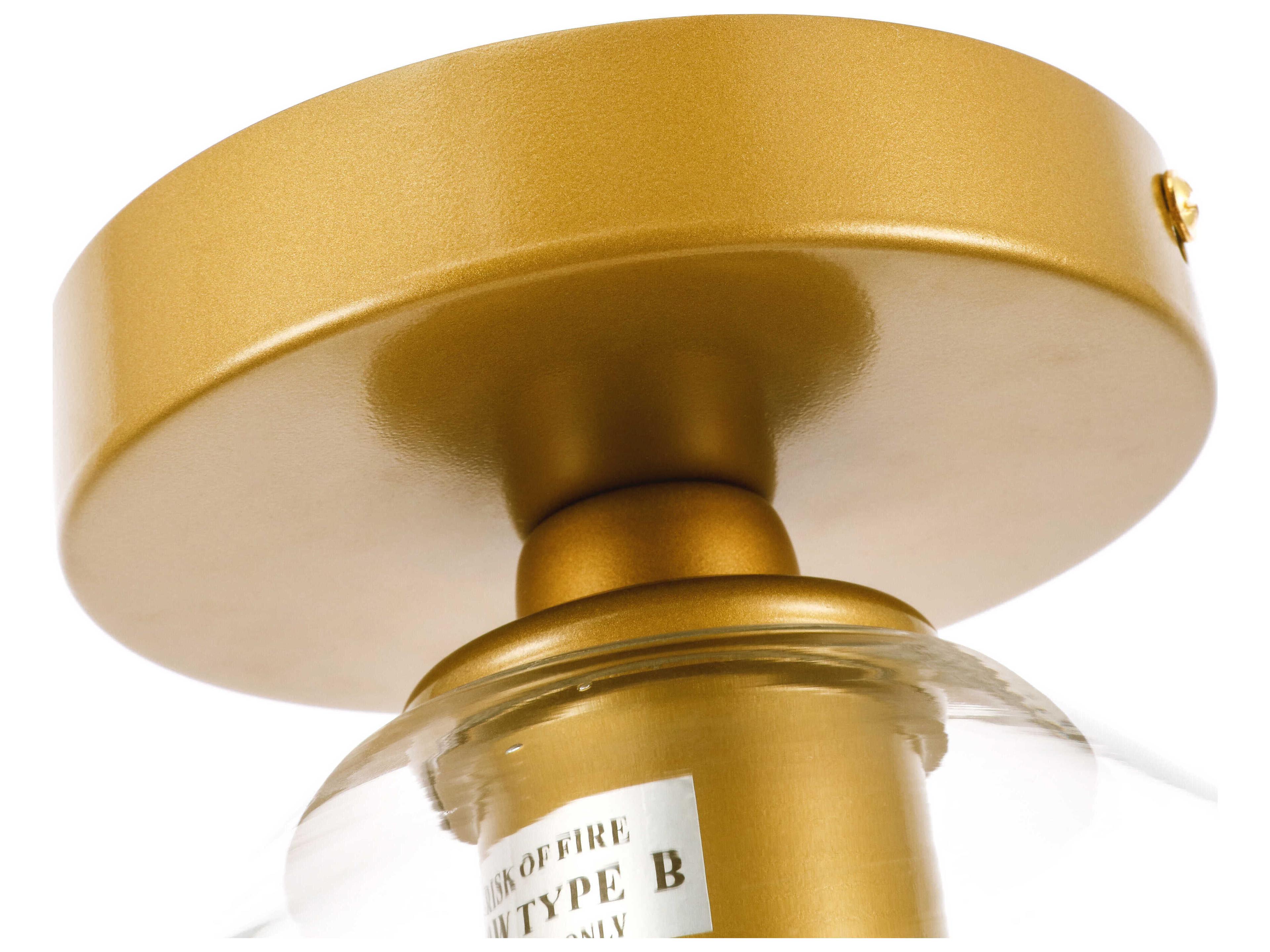 Elegant Lighting Gene 1-Light Brass Glass Semi Flush Mount