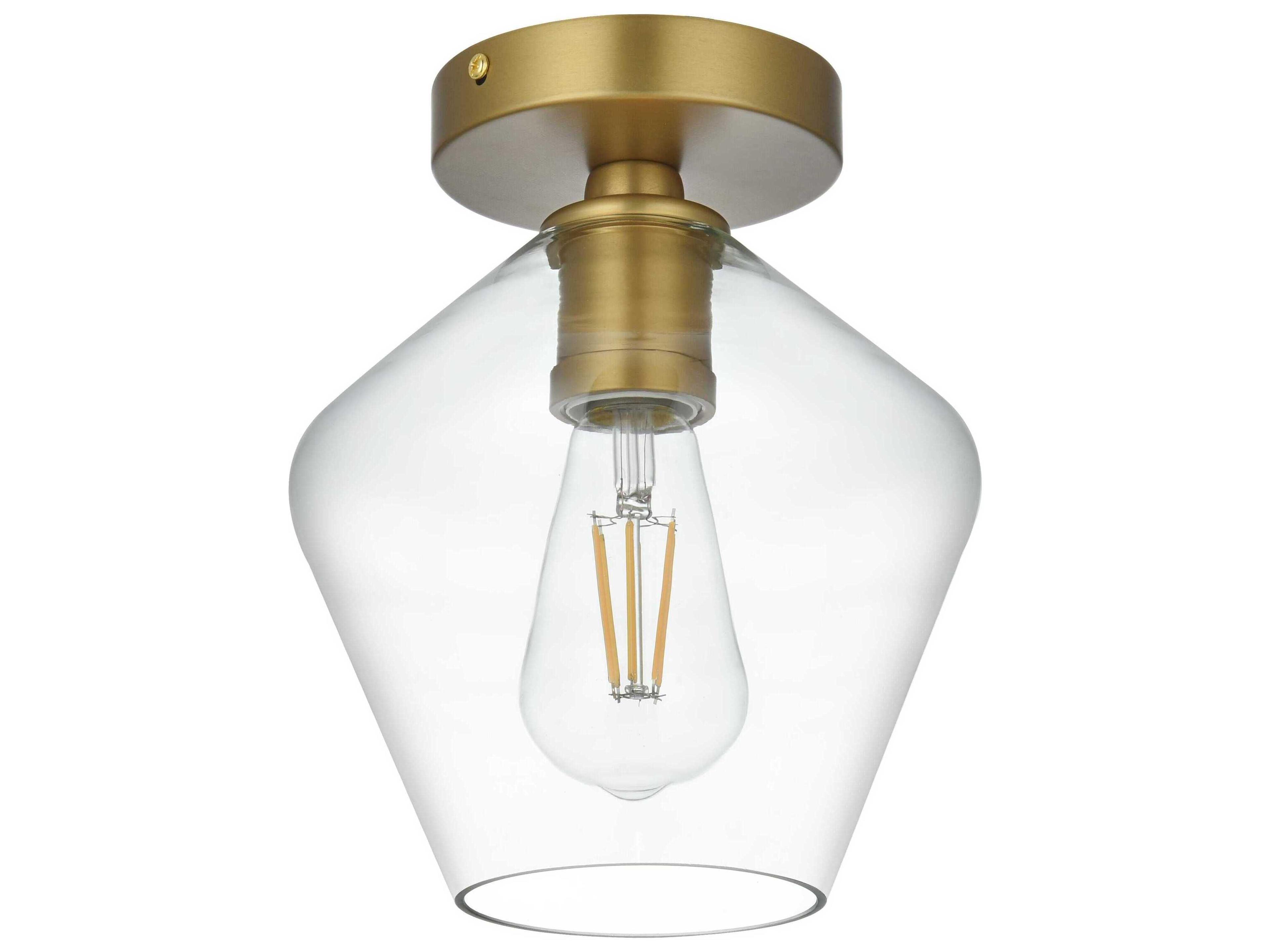 Elegant Lighting Gene 1-Light Satin Gold Semi Flush Mount