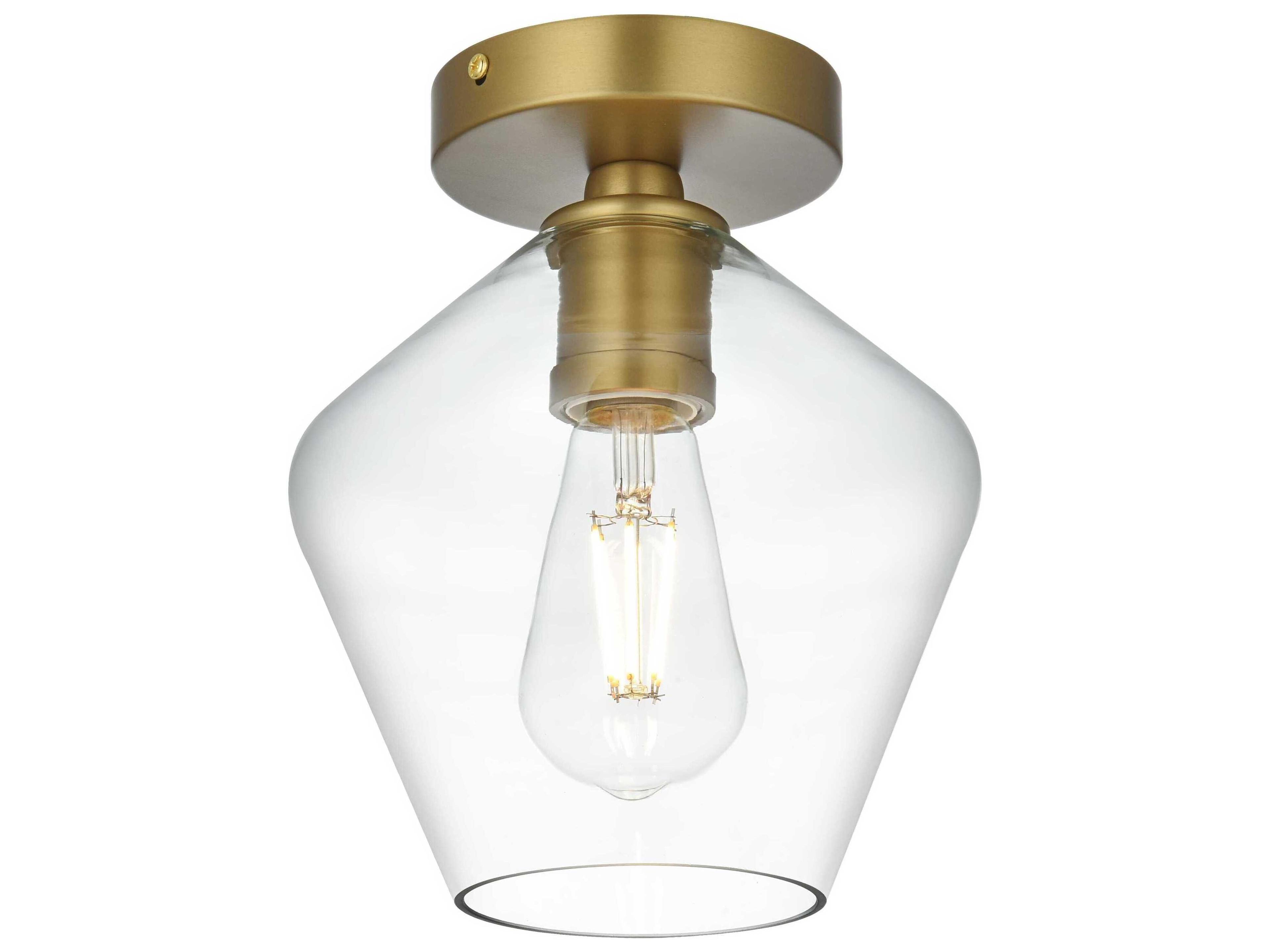 Elegant Lighting Gene 1-Light Satin Gold Semi Flush Mount