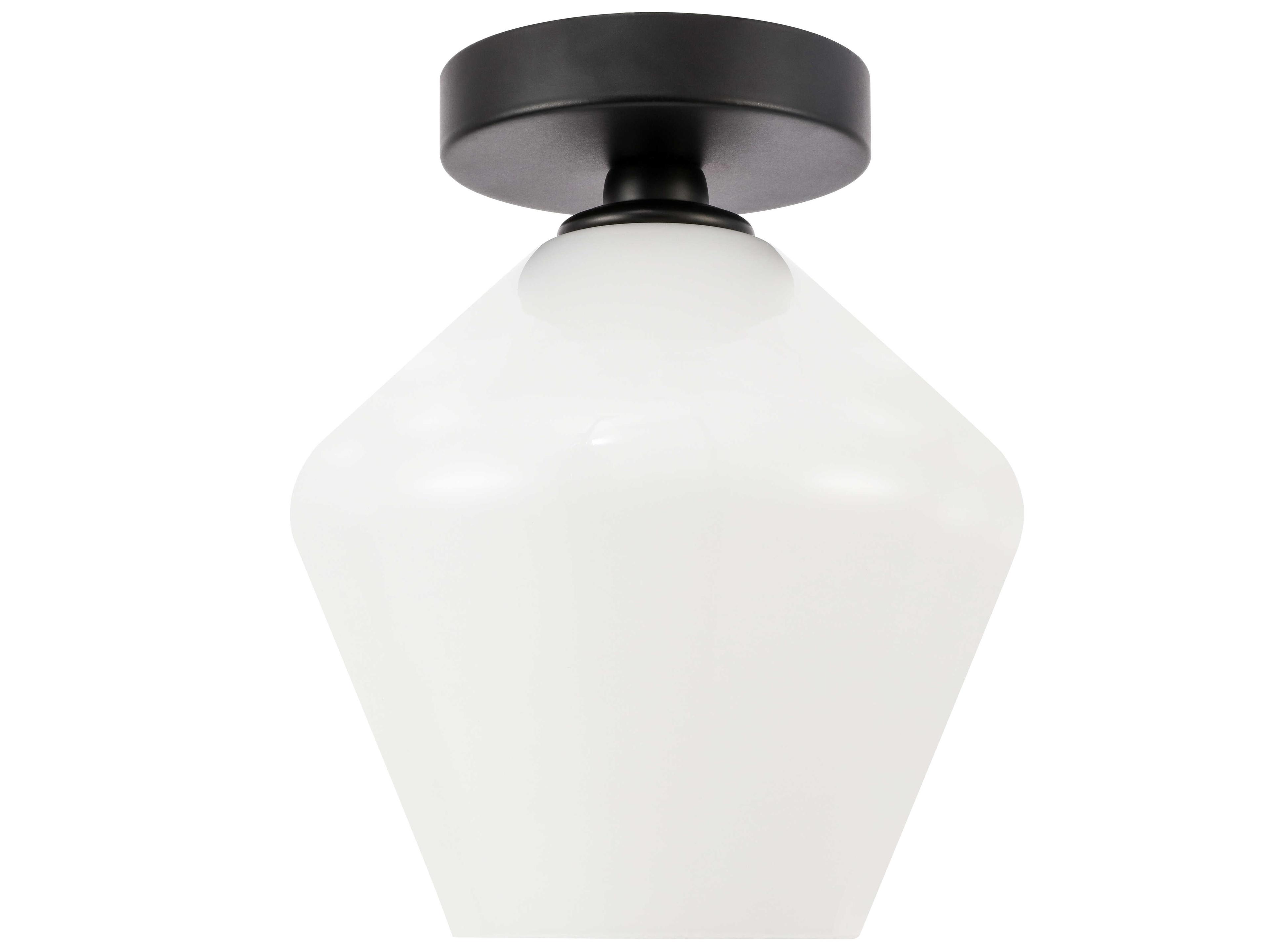 Elegant Lighting Gene 1-Light Black Glass Semi Flush Mount