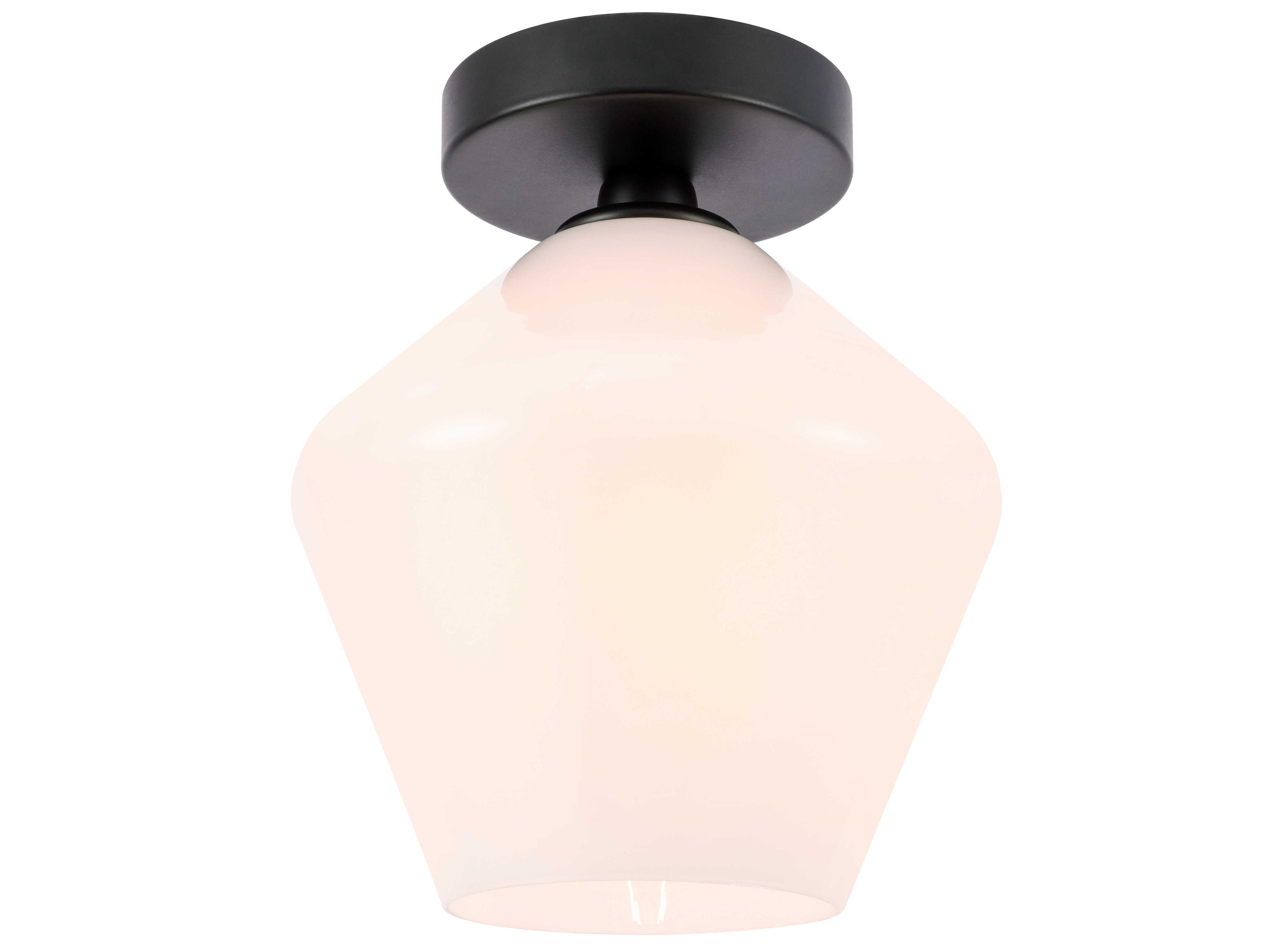 Elegant Lighting Gene 1-Light Black Glass Semi Flush Mount