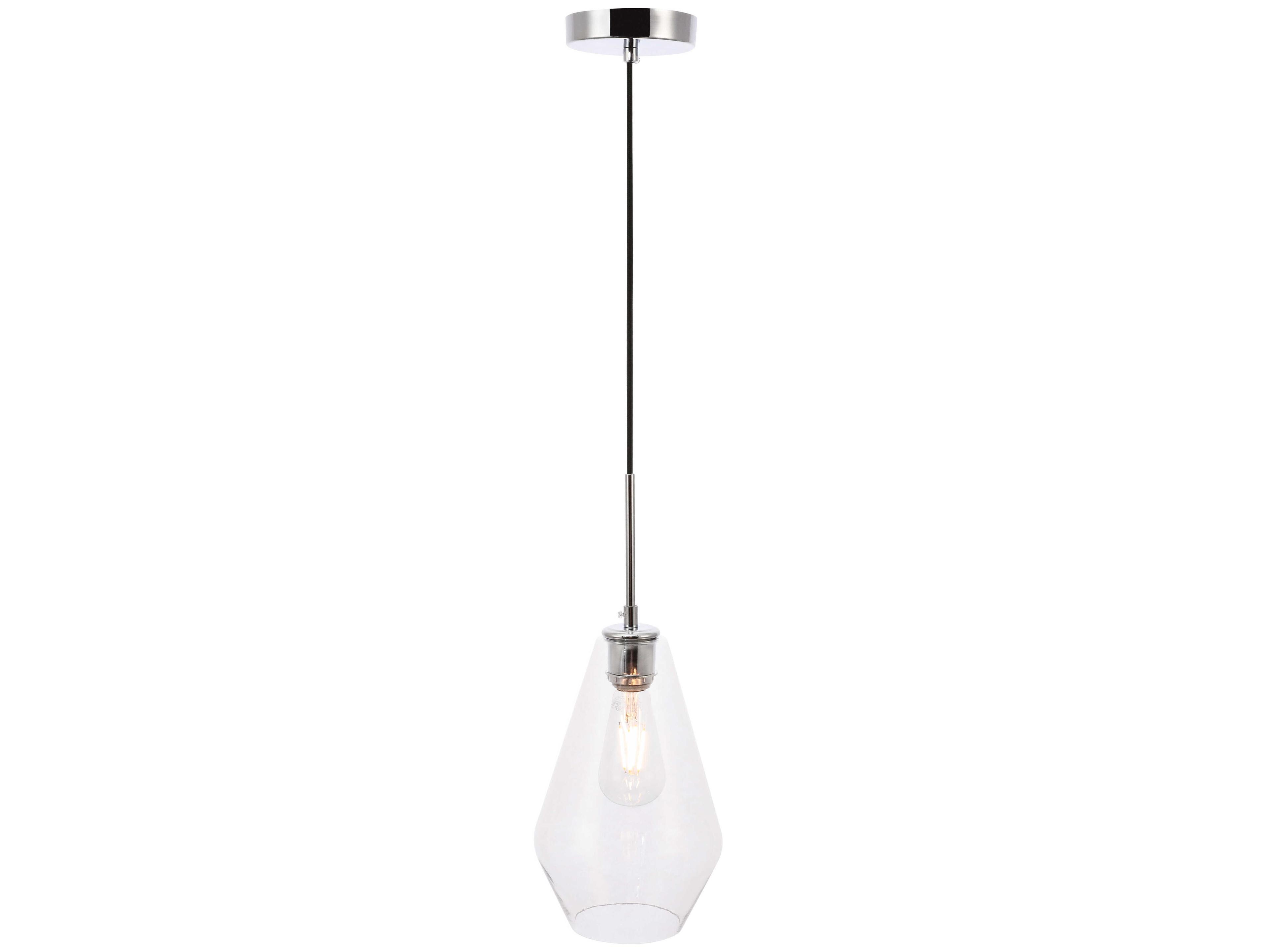 Elegant Lighting Gene 1-Light Chrome Glass Mini Pendant