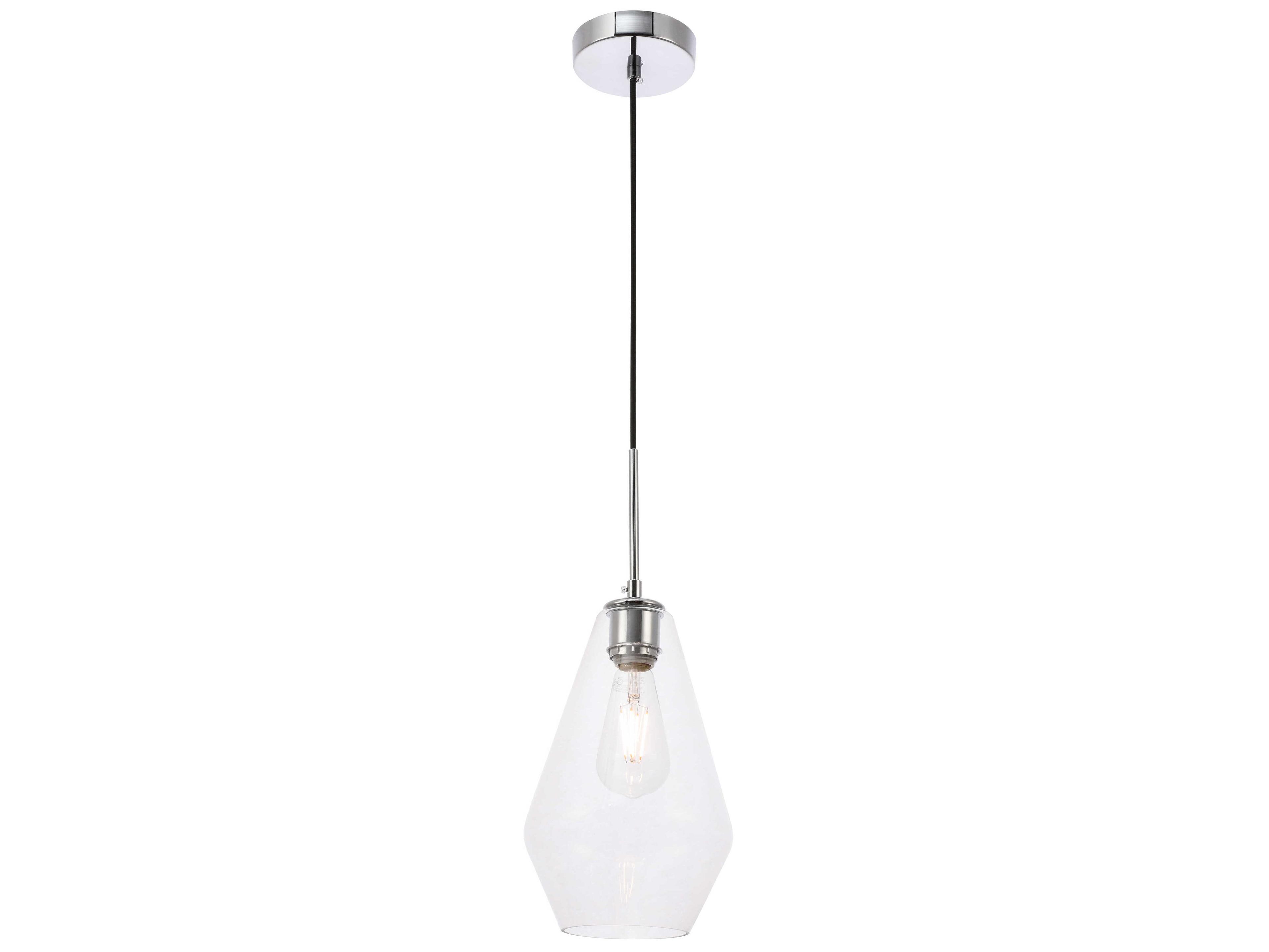 Elegant Lighting Gene 1-Light Chrome Glass Mini Pendant