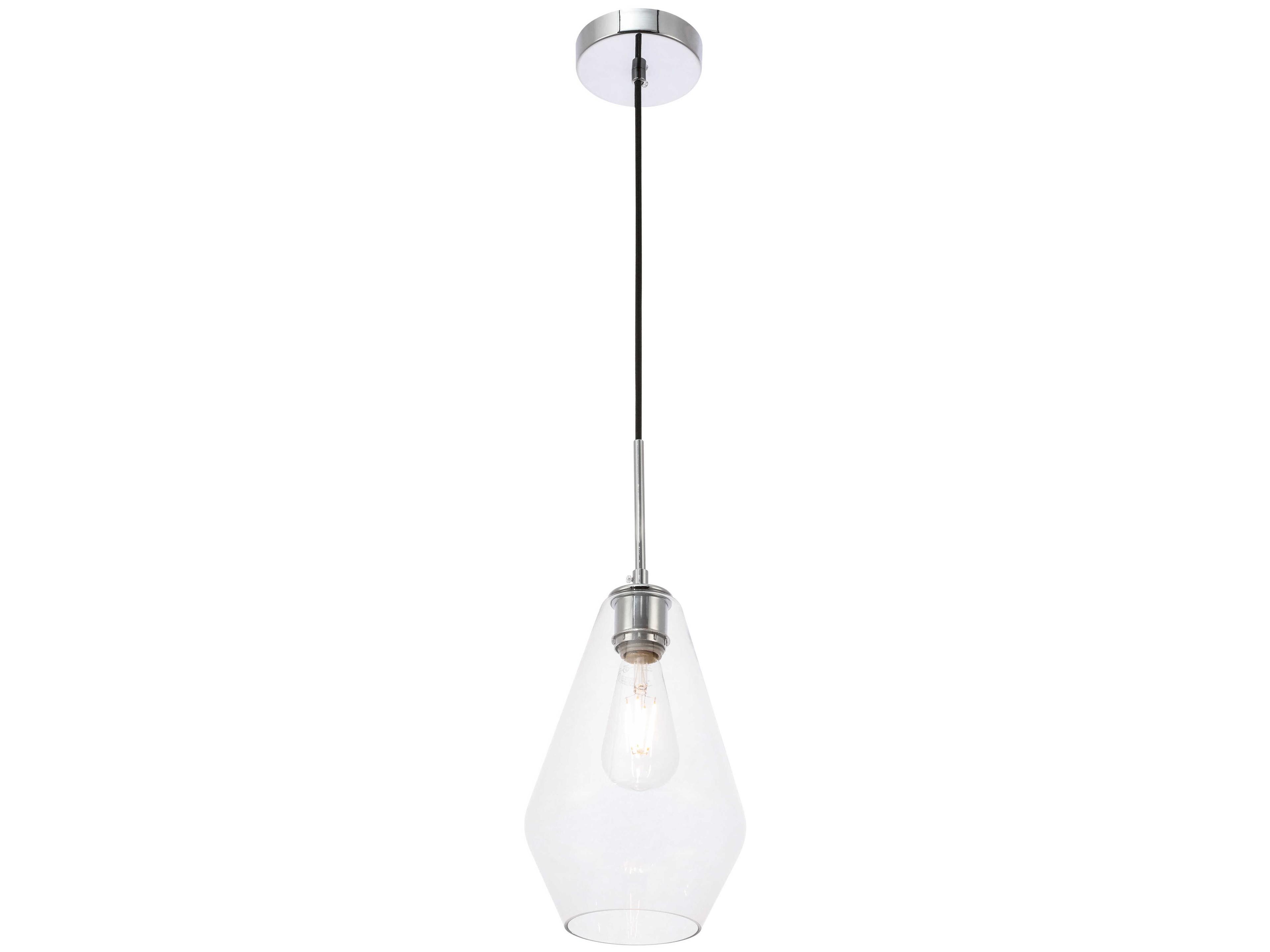 Elegant Lighting Gene 1-Light Chrome Glass Mini Pendant