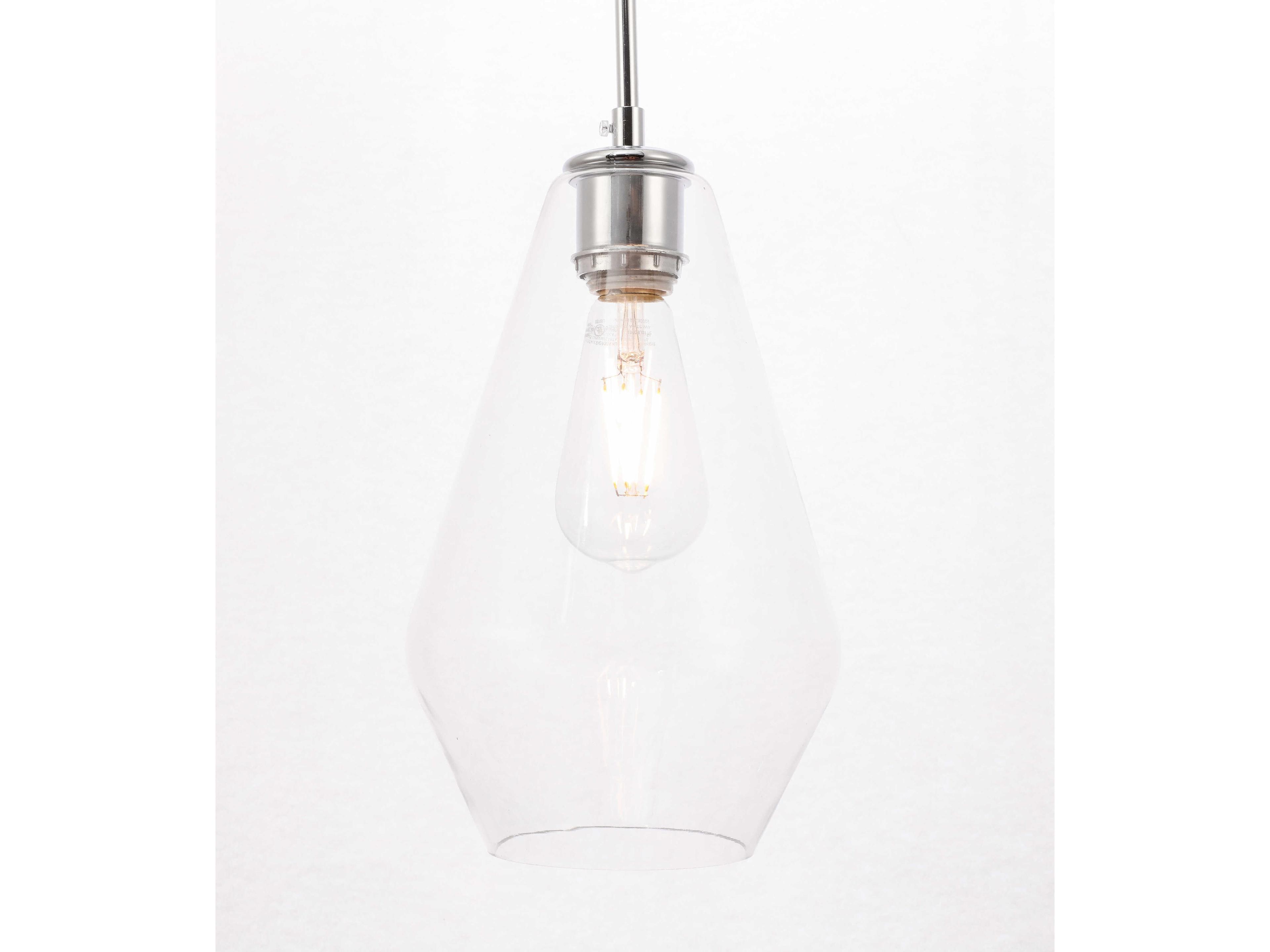Elegant Lighting Gene 1-Light Chrome Glass Mini Pendant