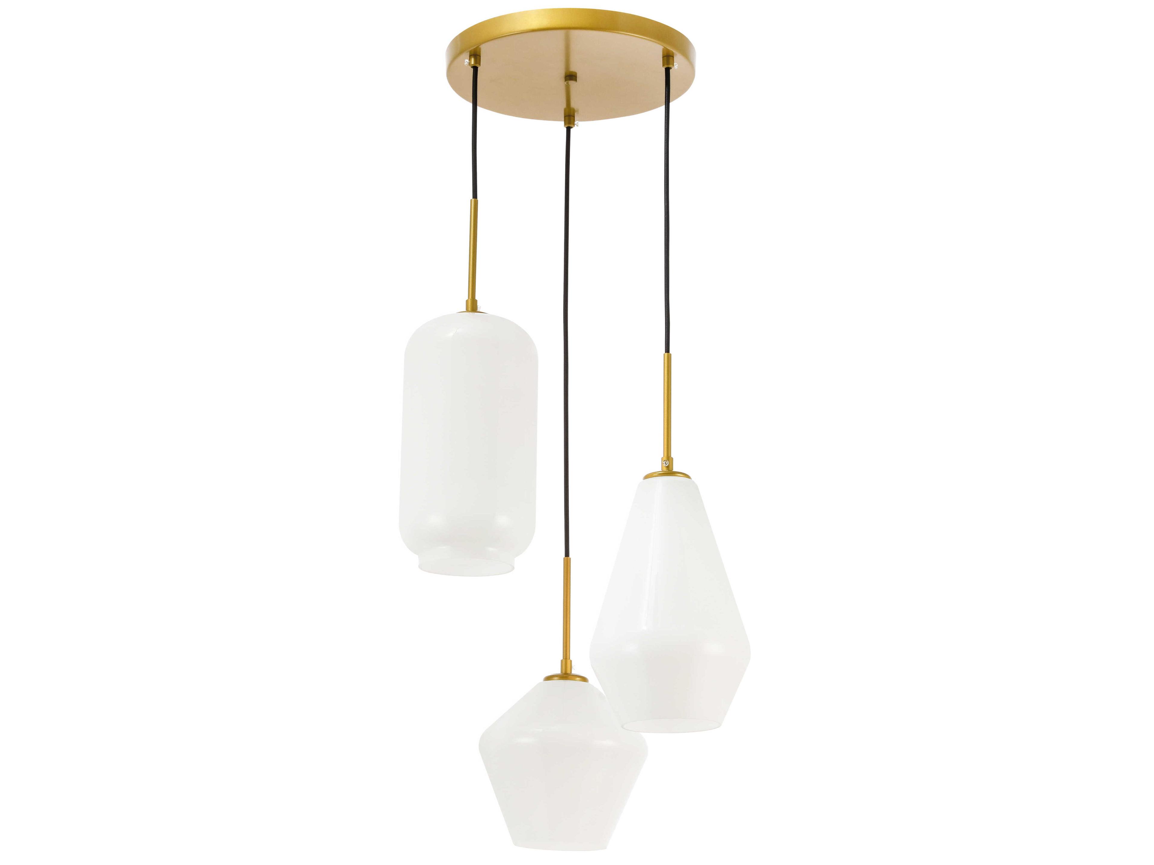 Elegant Lighting Gene 3-Light Brass Glass Pendant