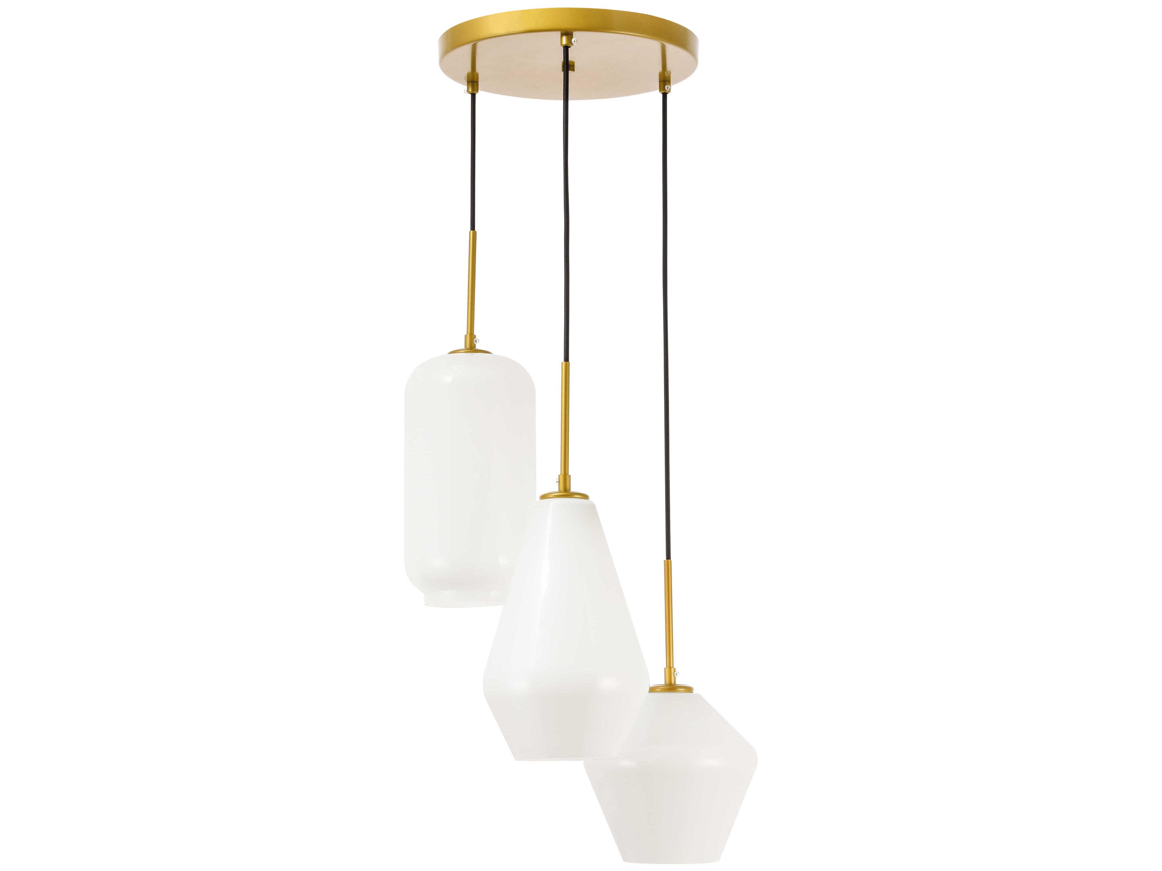 Elegant Lighting Gene 3-Light Brass Glass Pendant