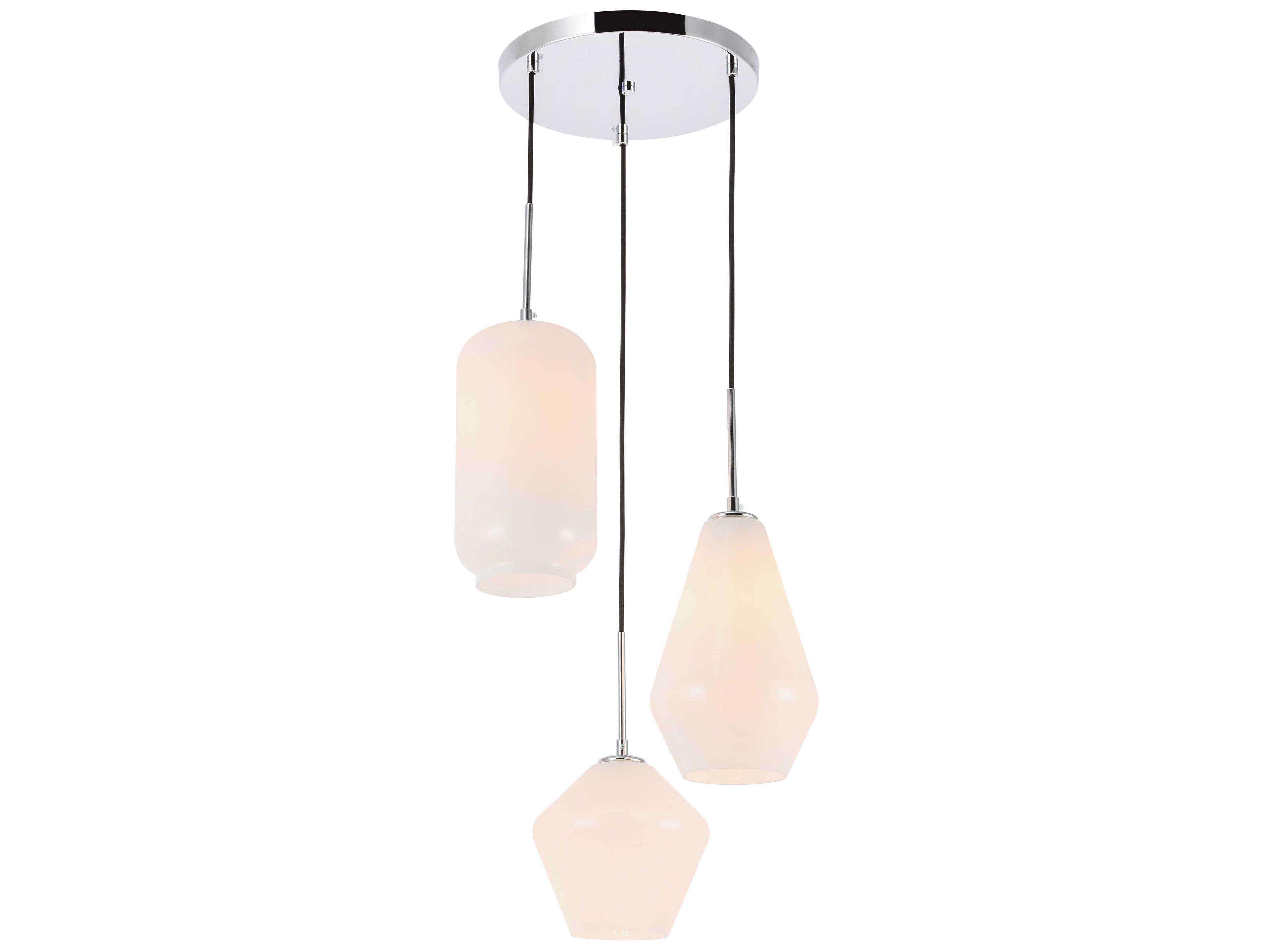 Elegant Lighting Gene 3-Light Chrome Glass Pendant