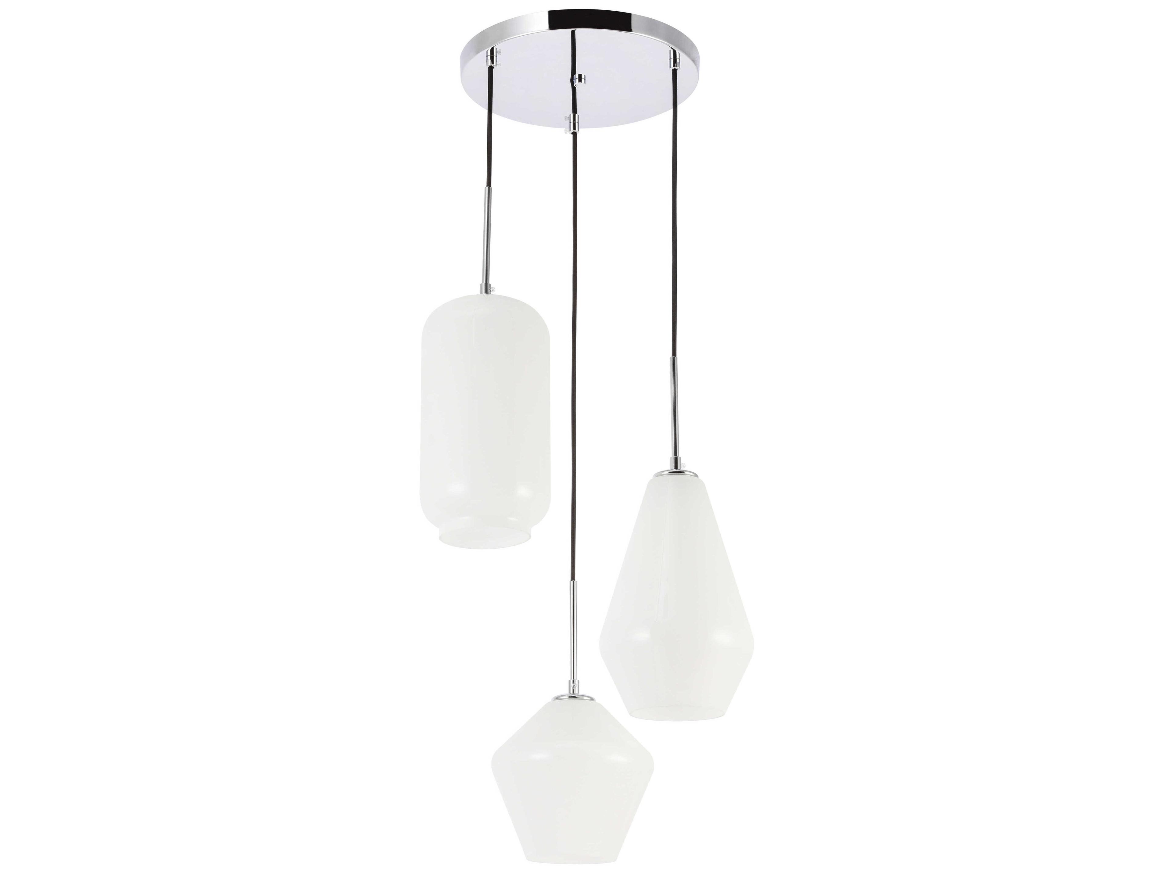 Elegant Lighting Gene 3-Light Chrome Glass Pendant