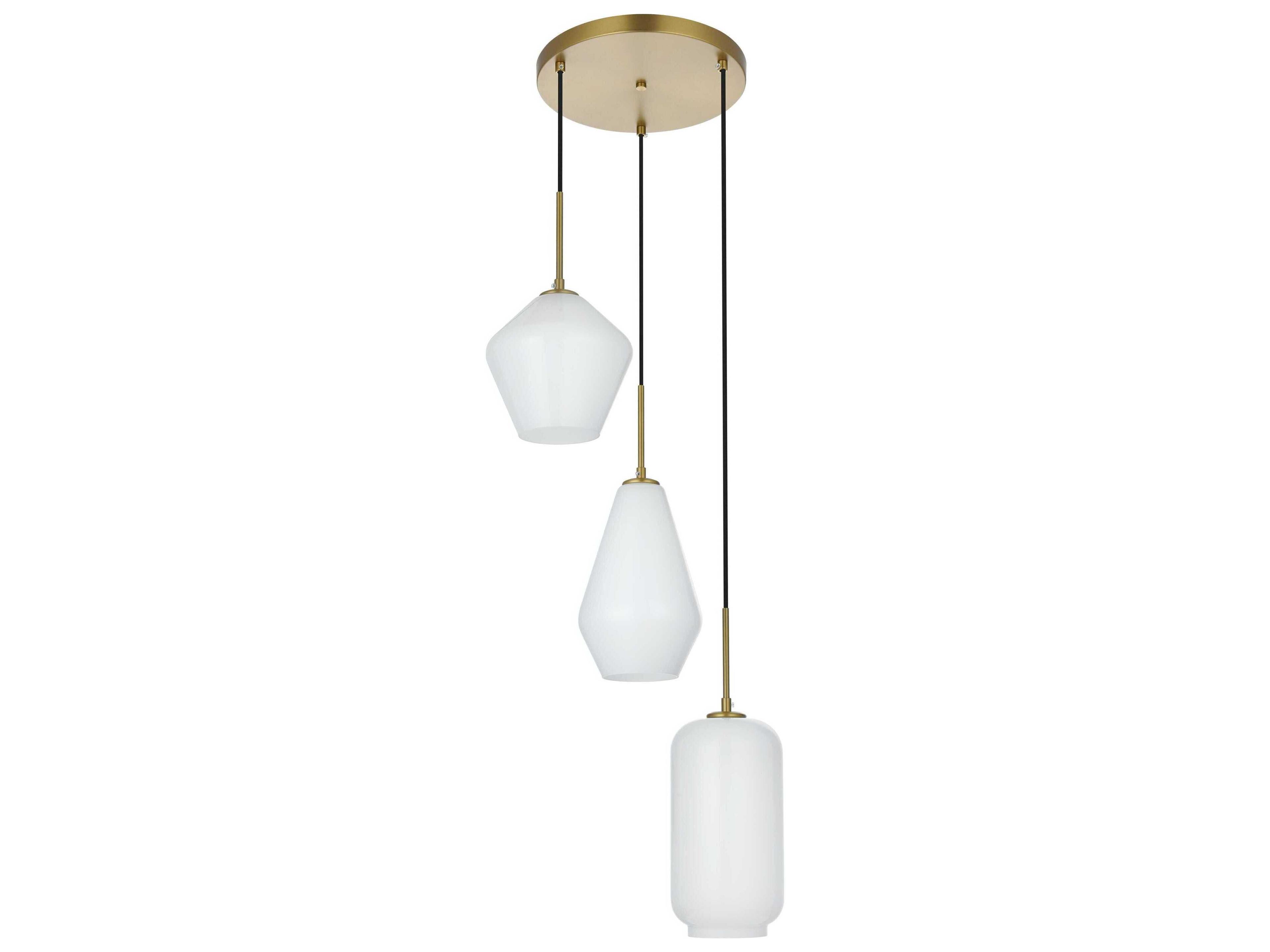 Elegant Lighting Gene 3-Light Satin Gold Pendant