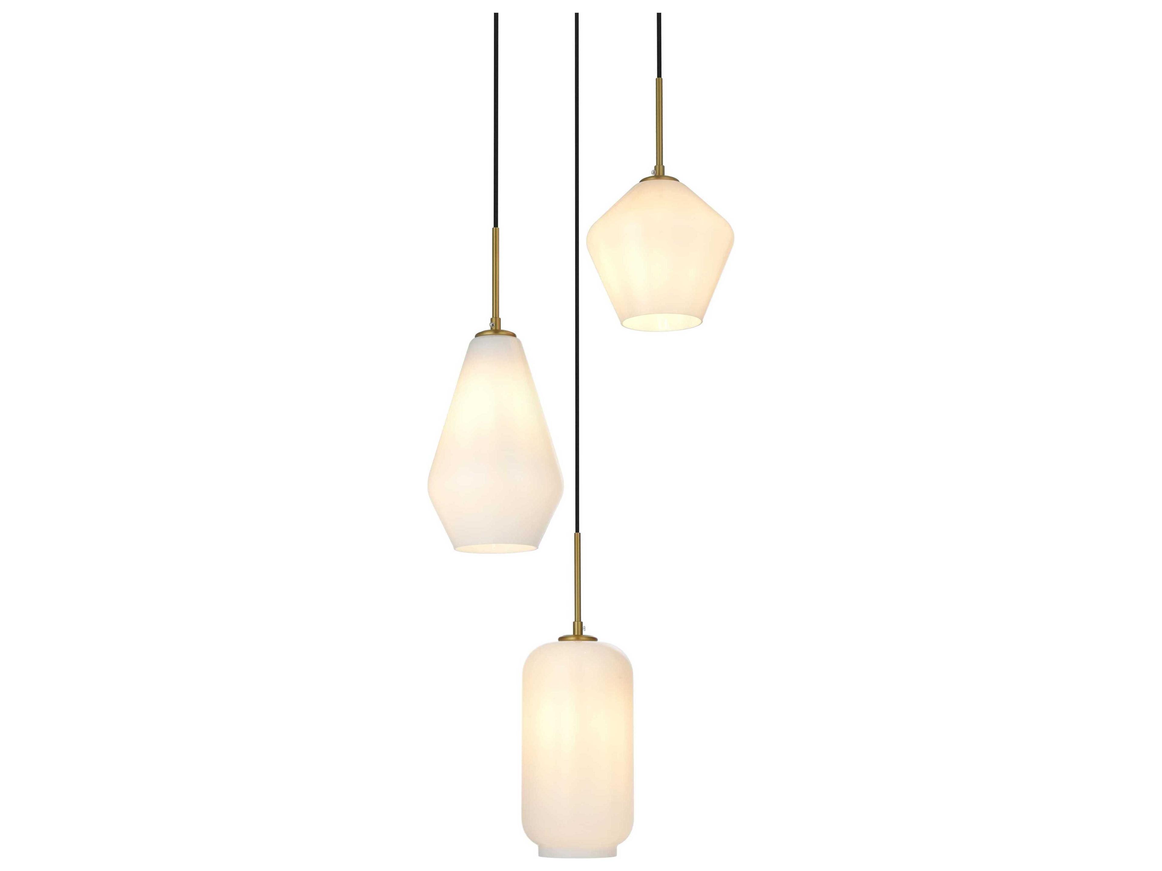 Elegant Lighting Gene 3-Light Satin Gold Pendant