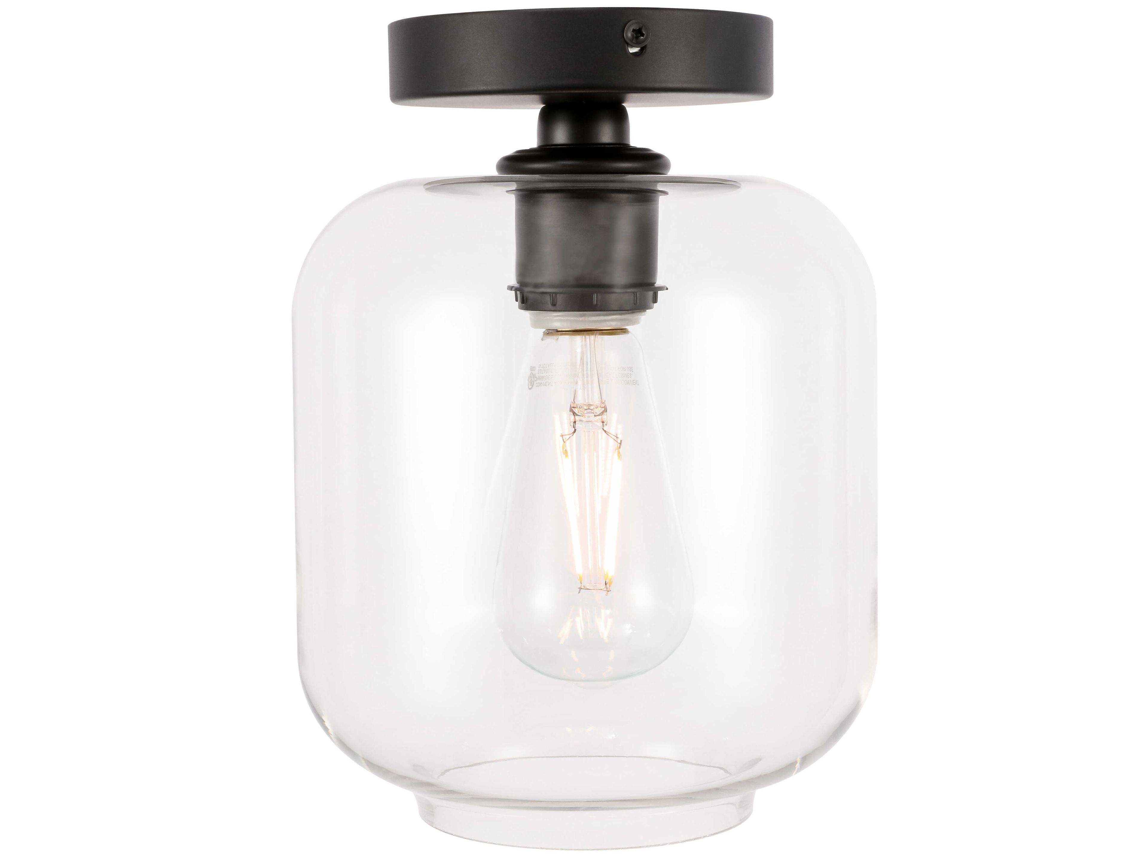 Elegant Lighting Collier 1-Light Black Semi Flush Mount