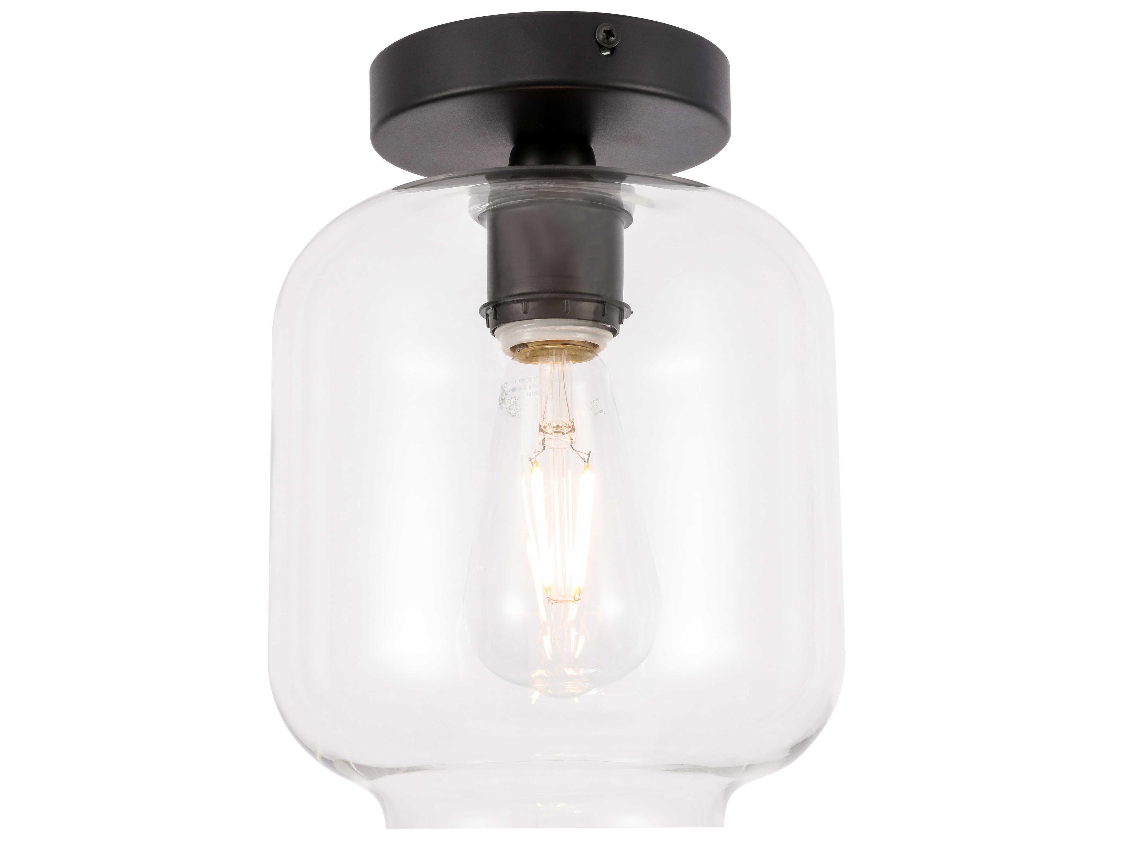 Elegant Lighting Collier 1-Light Black Semi Flush Mount