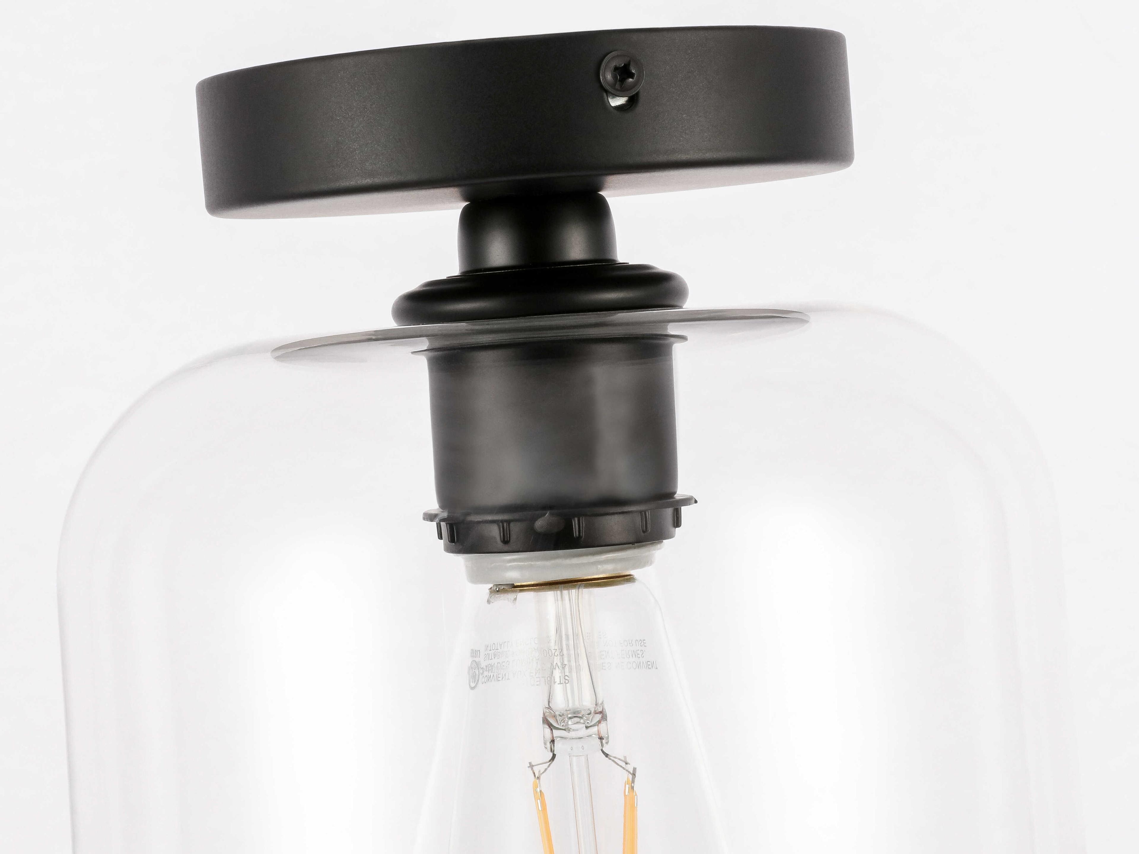 Elegant Lighting Collier 1-Light Black Semi Flush Mount