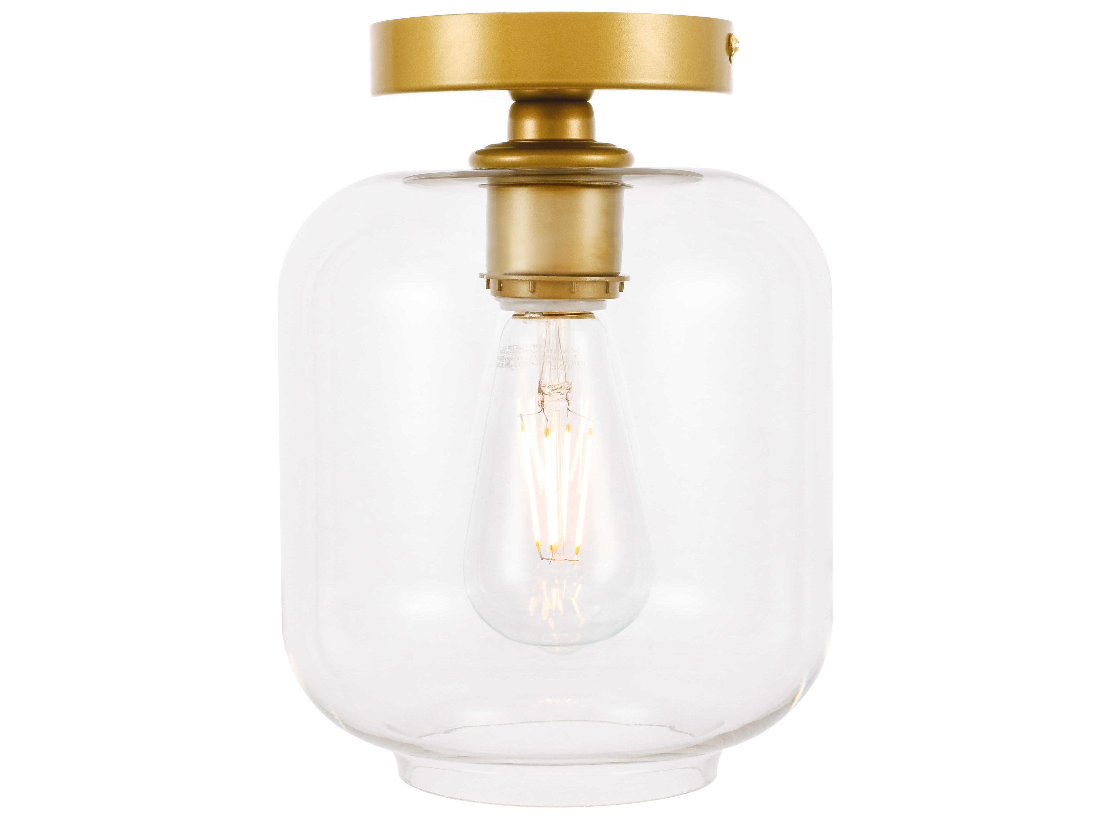 Elegant Lighting Collier 1-Light Brass Semi Flush Mount