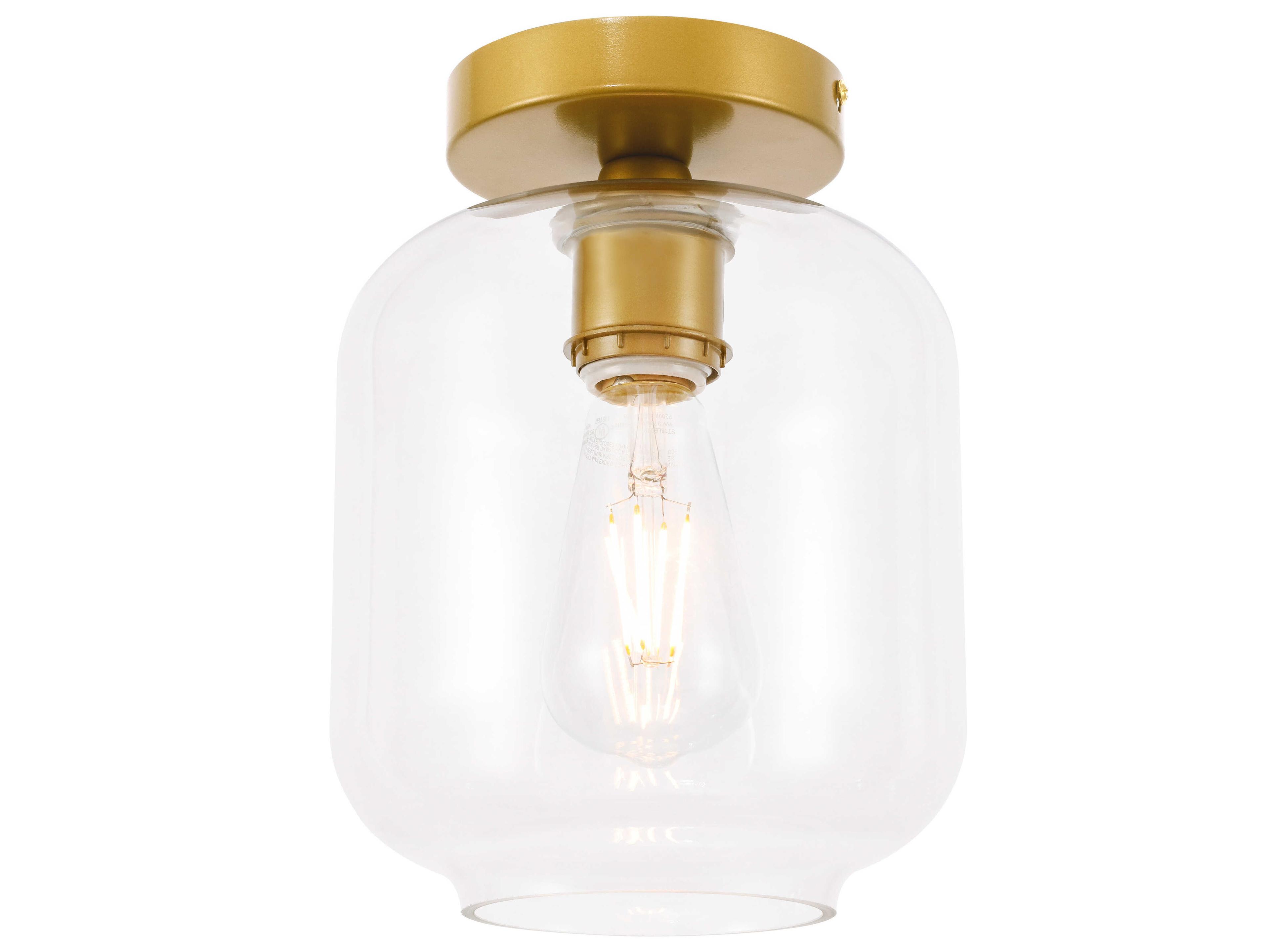 Elegant Lighting Collier 1-Light Brass Semi Flush Mount