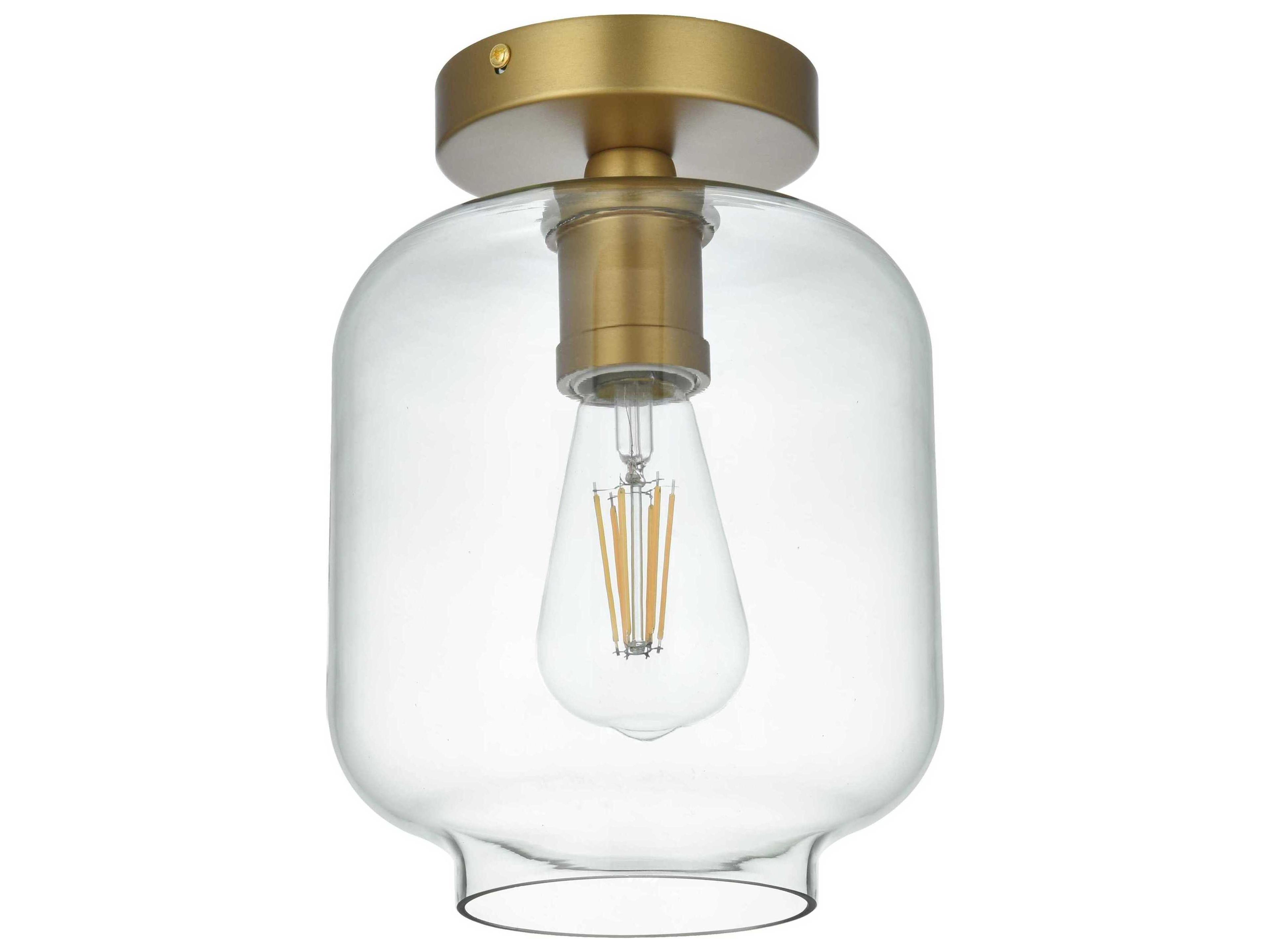 Elegant Lighting Collier 1-Light Satin Gold Semi Flush Mount