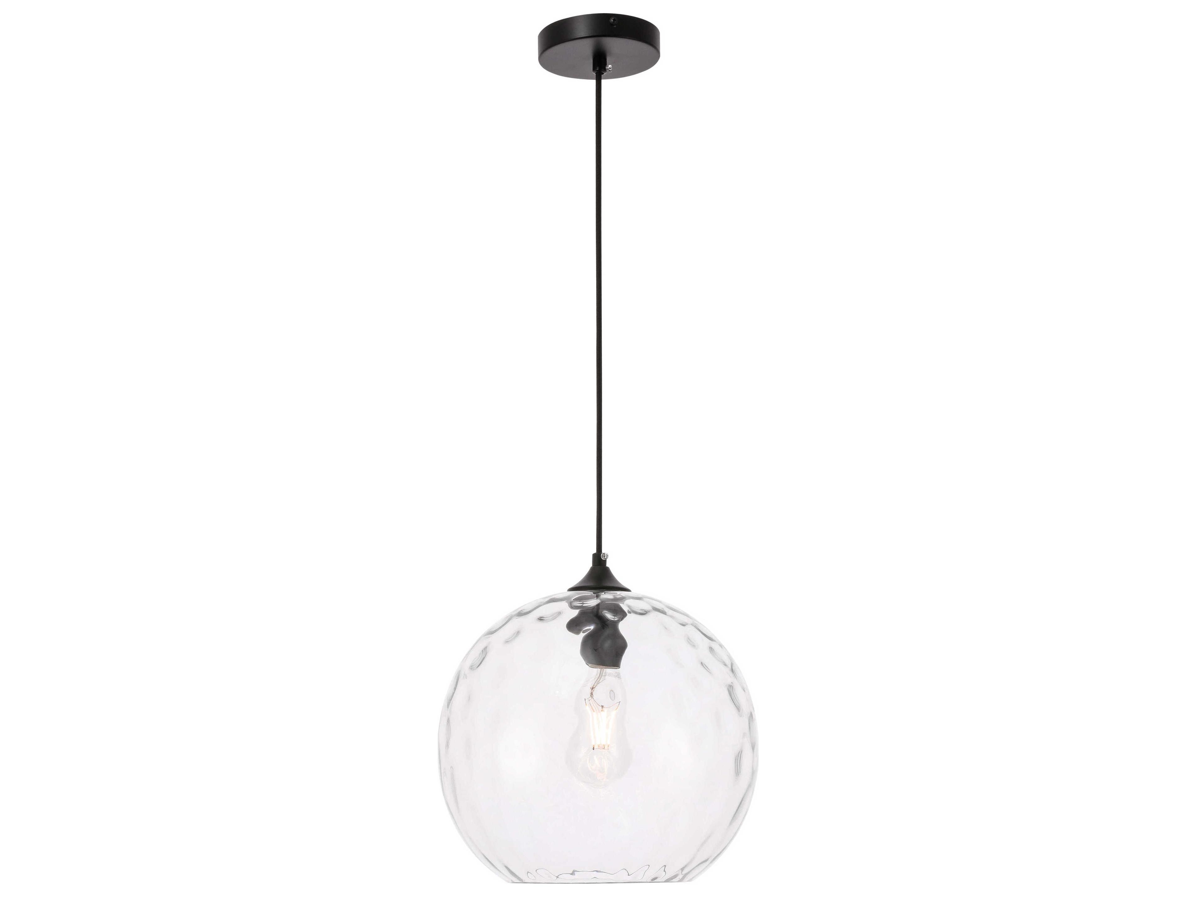 Elegant Lighting Gibson 1-Light Black Glass Globe Mini Pendant