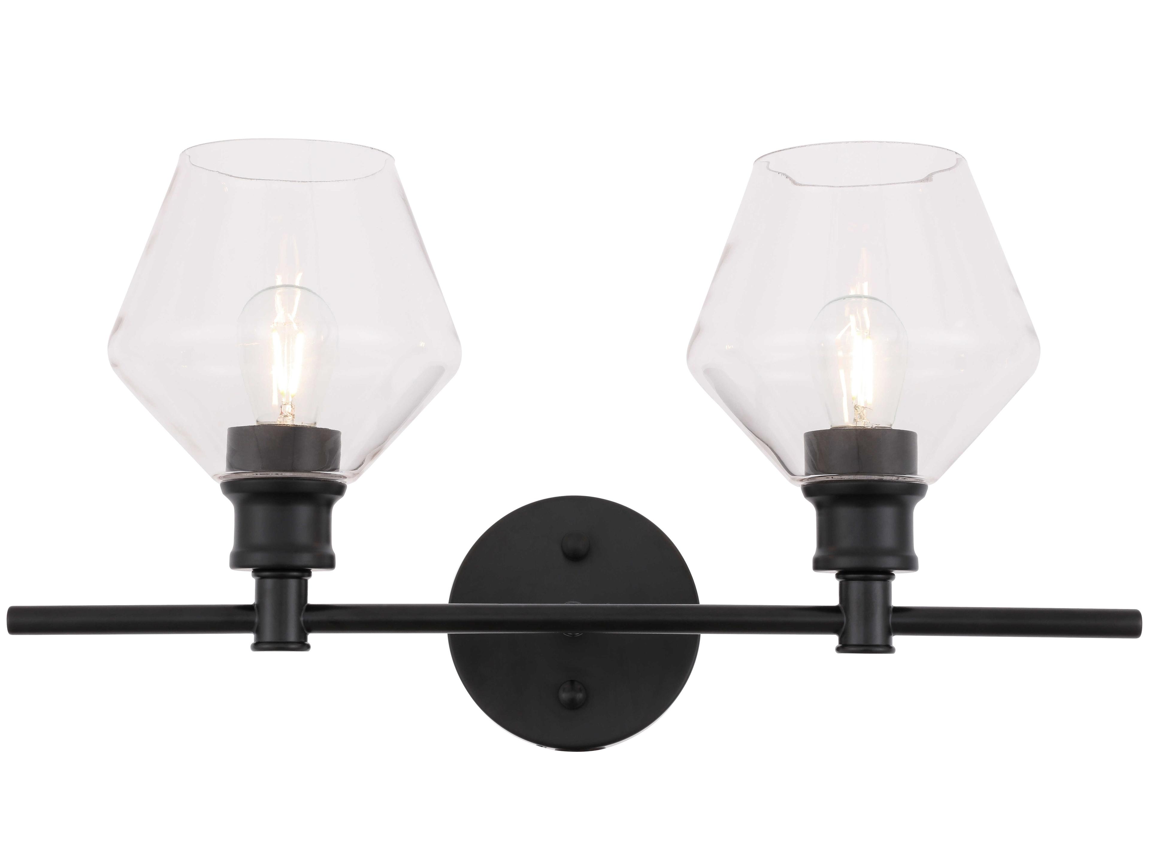 Elegant Lighting Gene 2-Light Black Glass LED Vanity Light