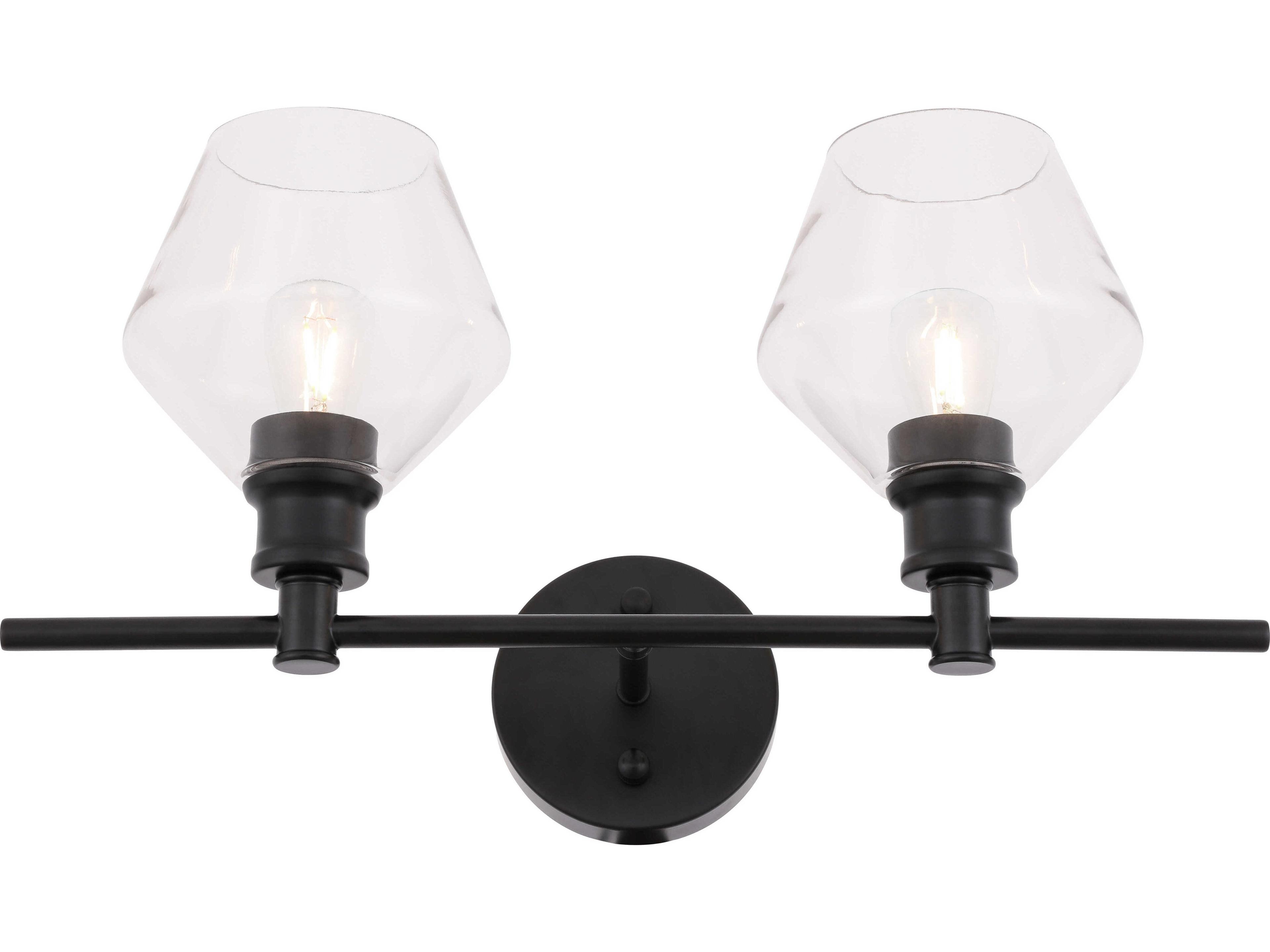Elegant Lighting Gene 2-Light Black Glass LED Vanity Light