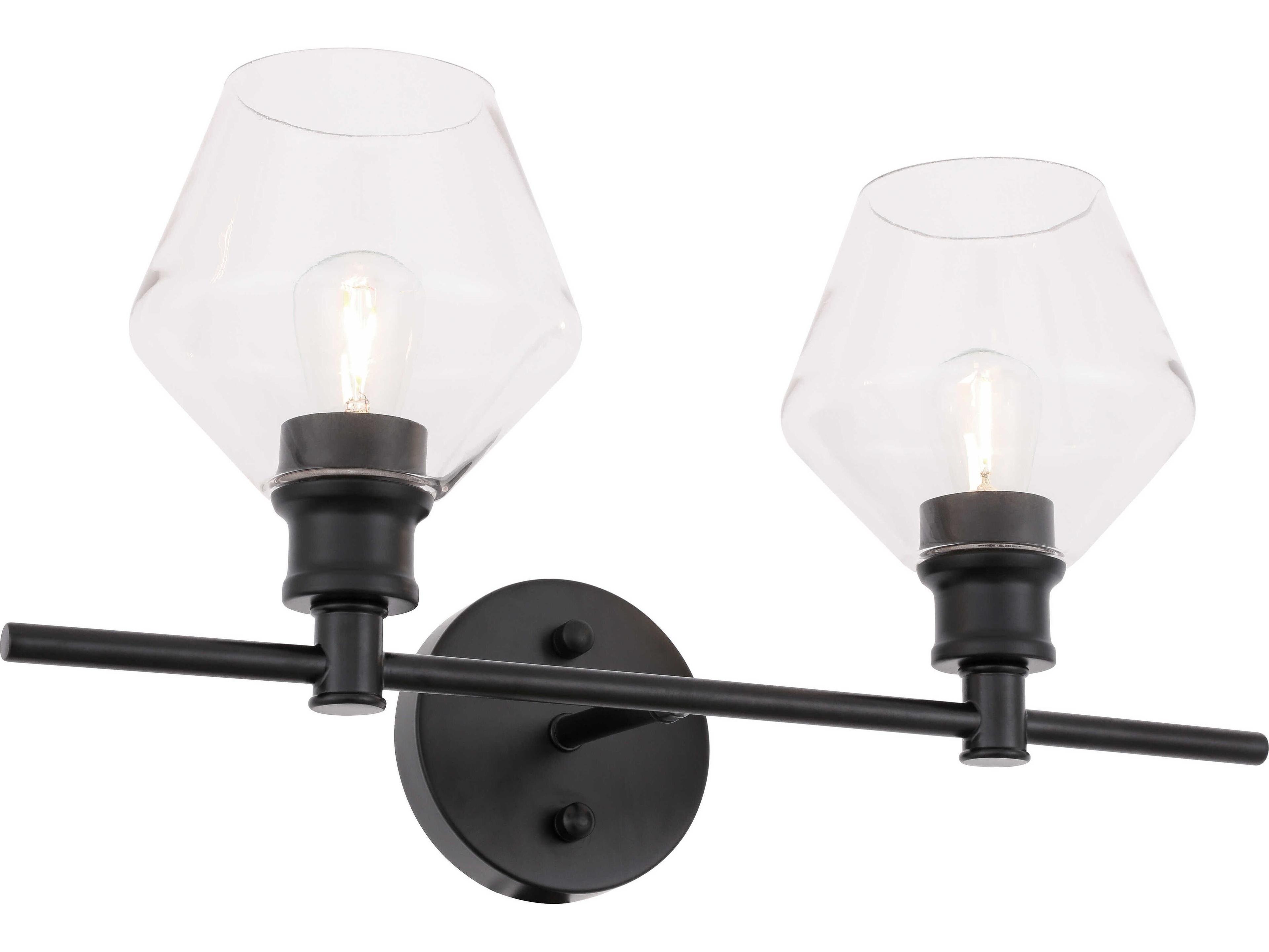 Elegant Lighting Gene 2-Light Black Glass LED Vanity Light