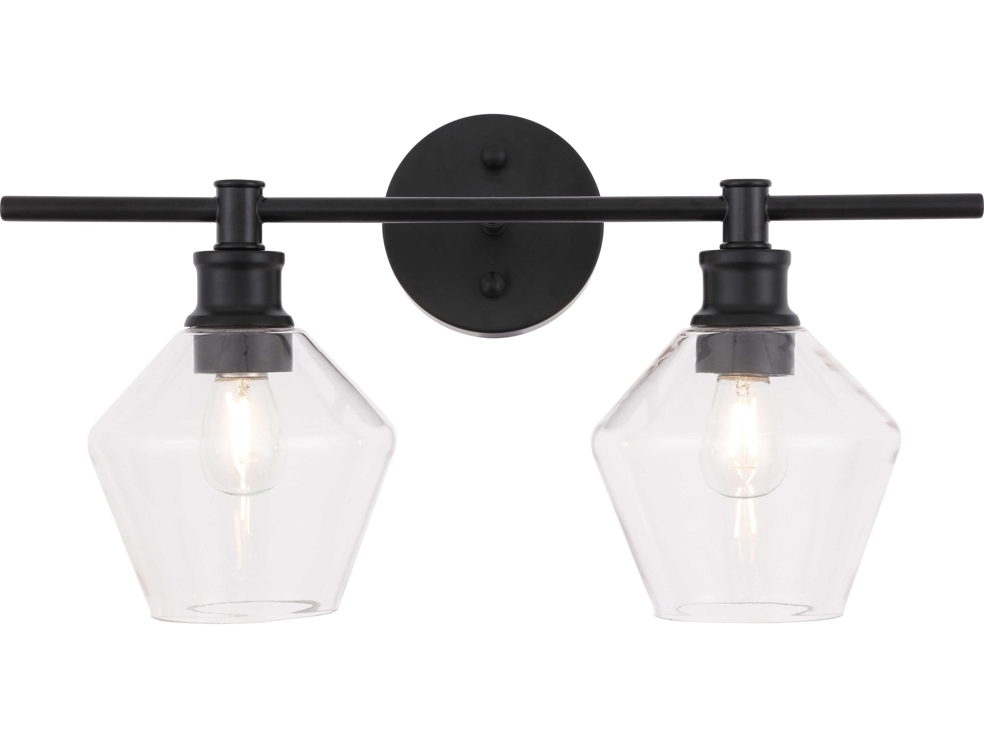 Elegant Lighting Gene 2-Light Black Glass LED Vanity Light