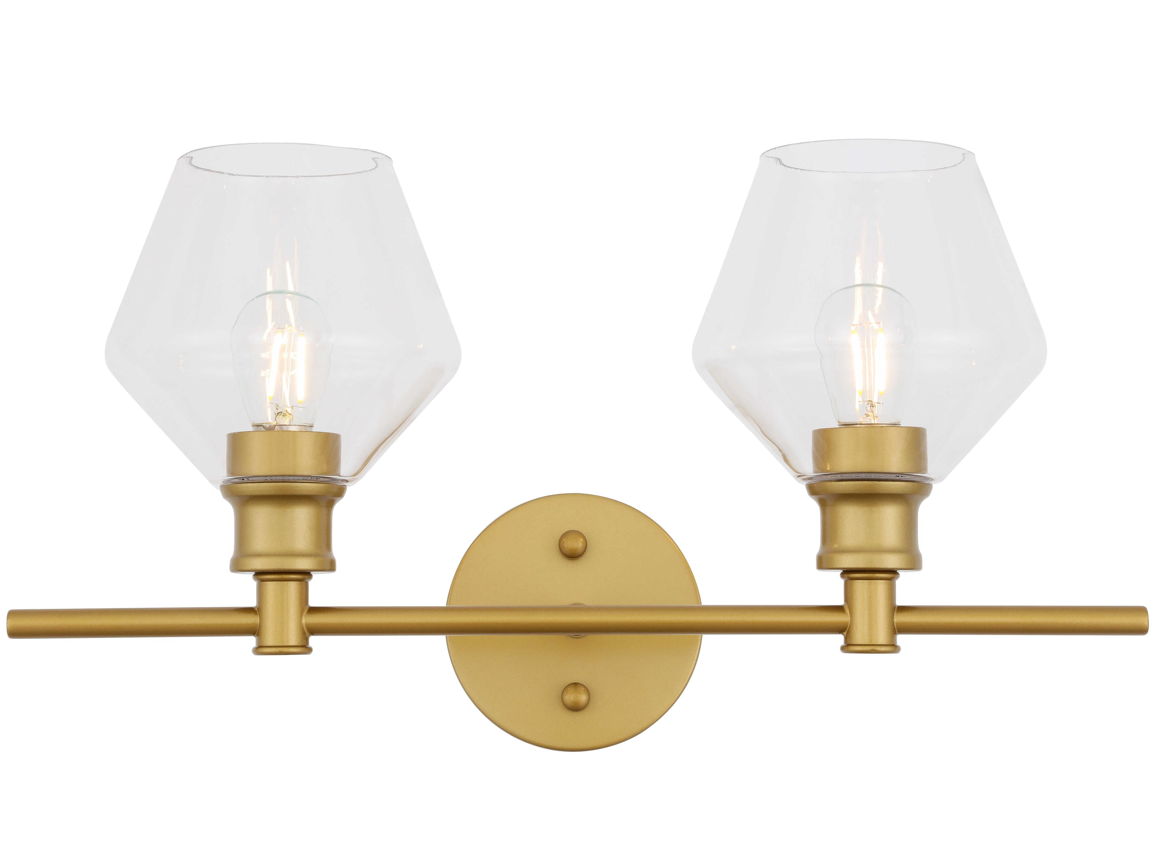Elegant Lighting Gene 2-Light Brass Glass LED Vanity Light