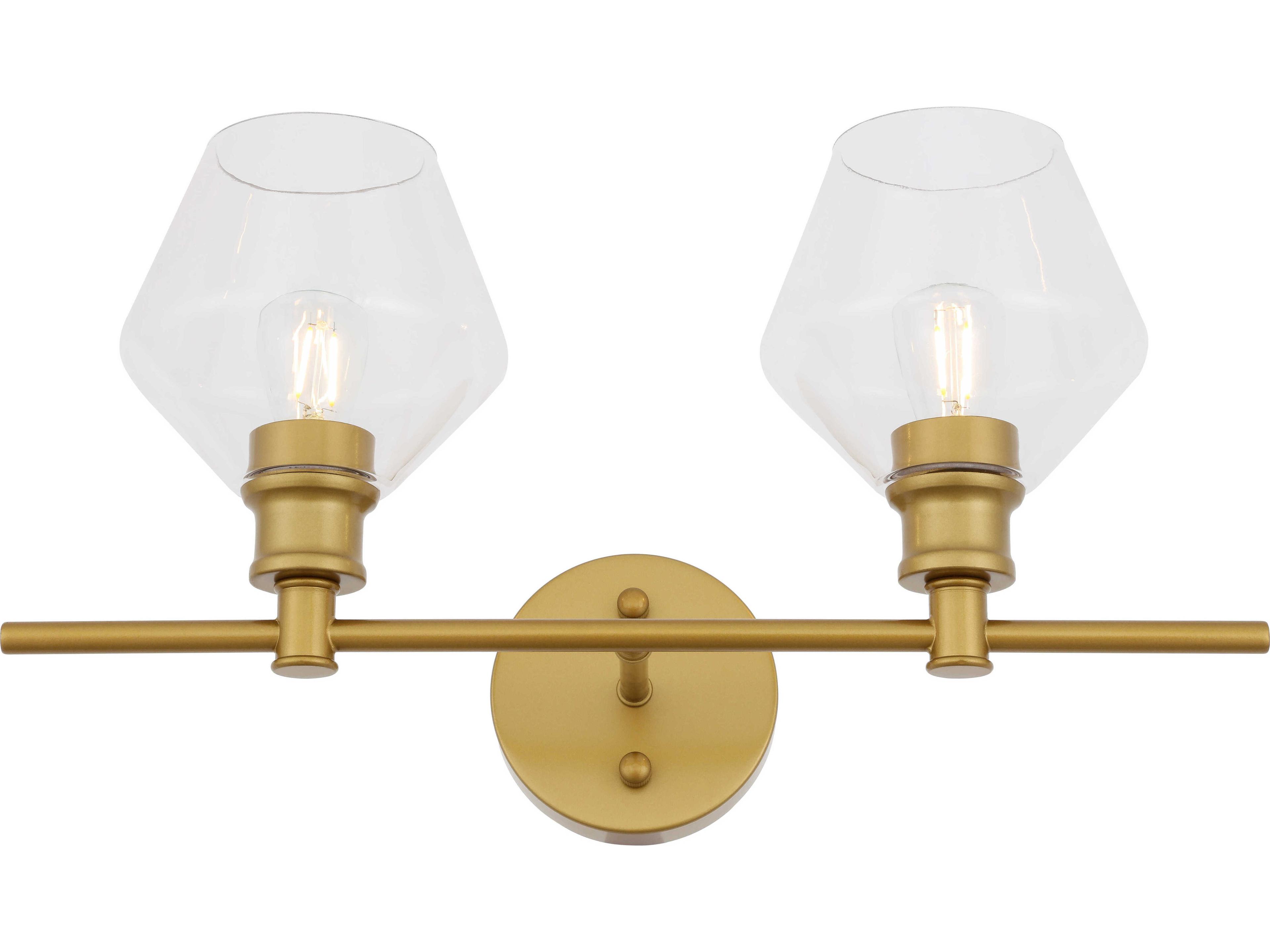 Elegant Lighting Gene 2-Light Brass Glass LED Vanity Light