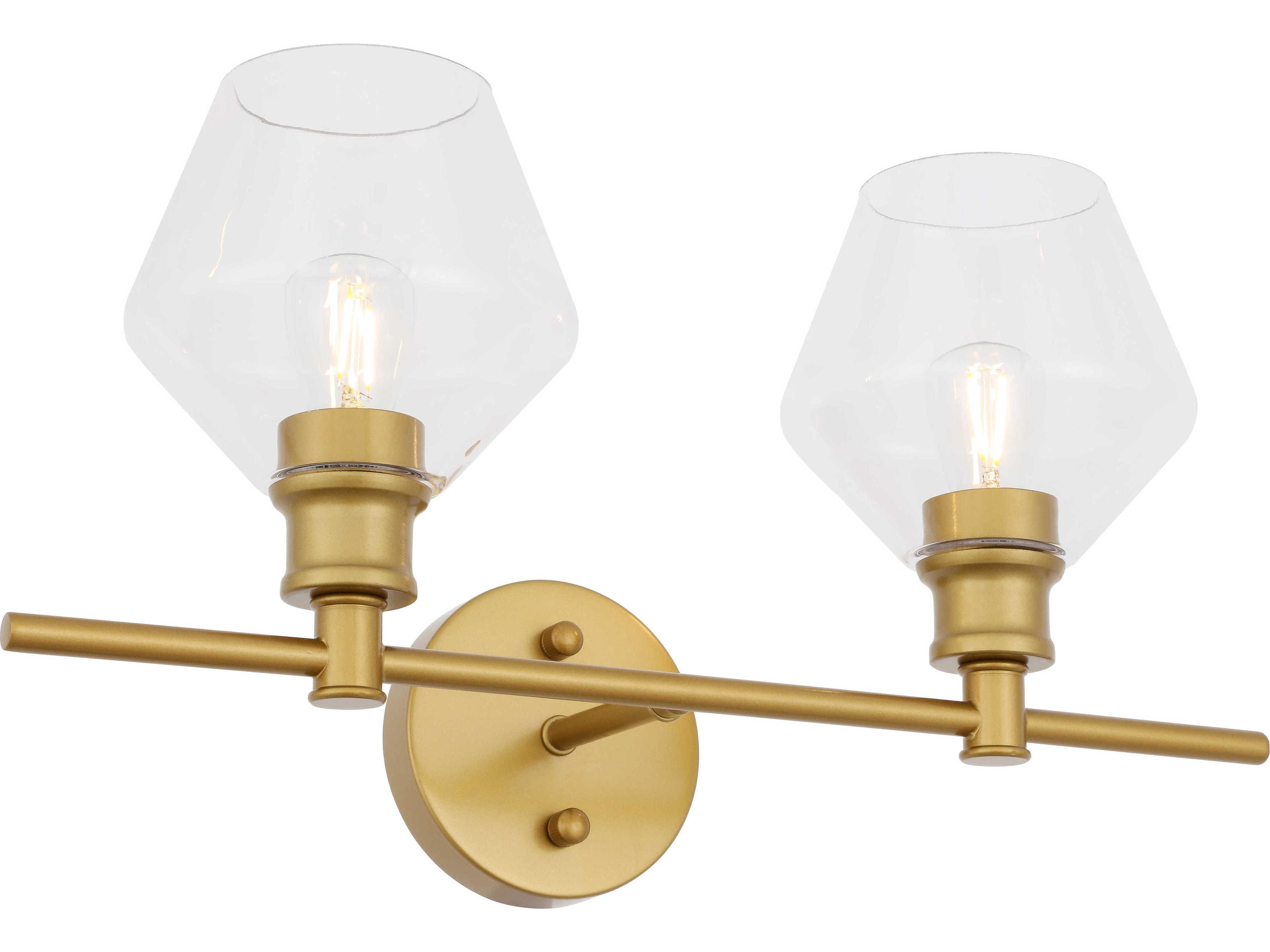 Elegant Lighting Gene 2-Light Brass Glass LED Vanity Light