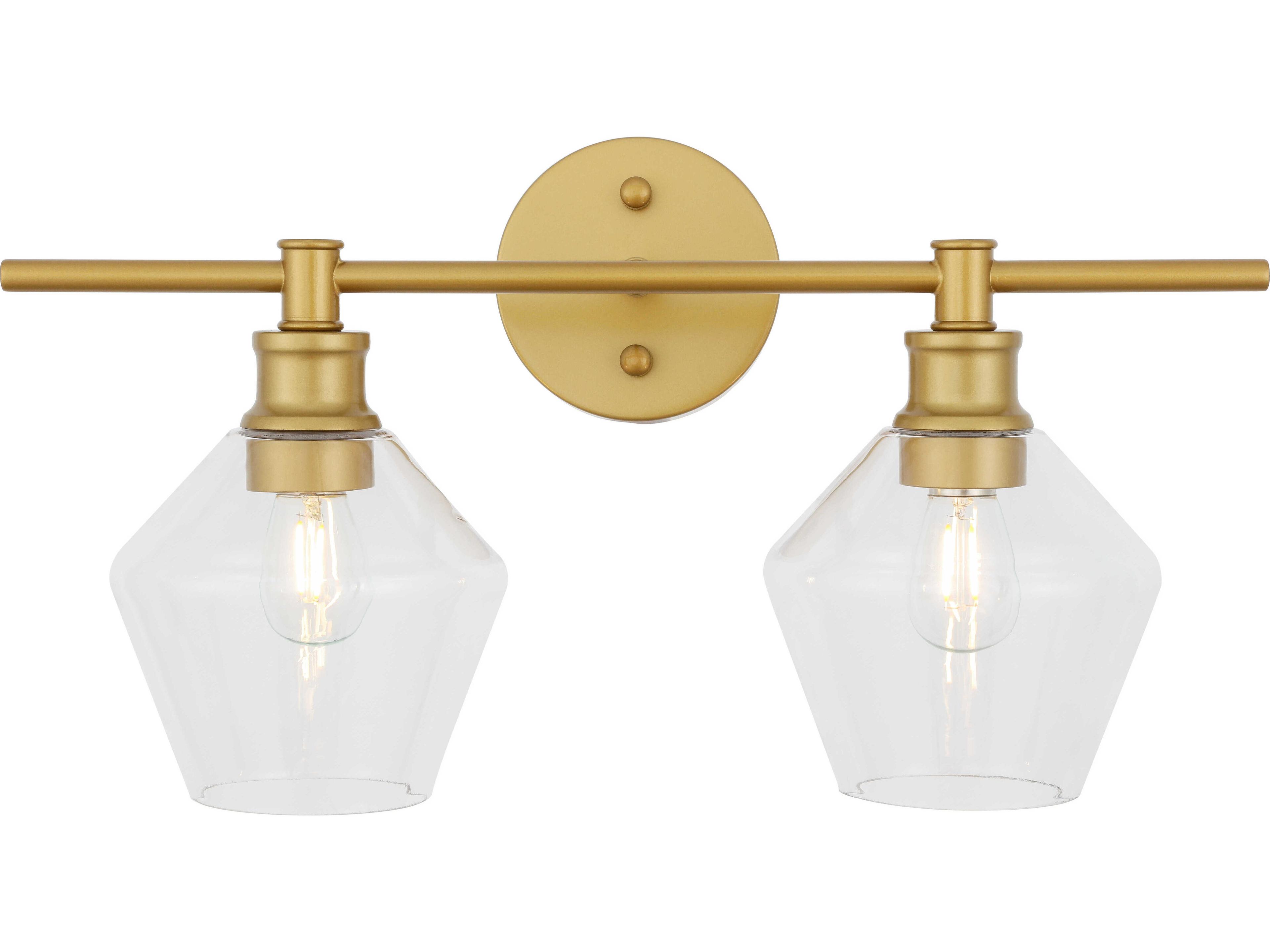 Elegant Lighting Gene 2-Light Brass Glass LED Vanity Light