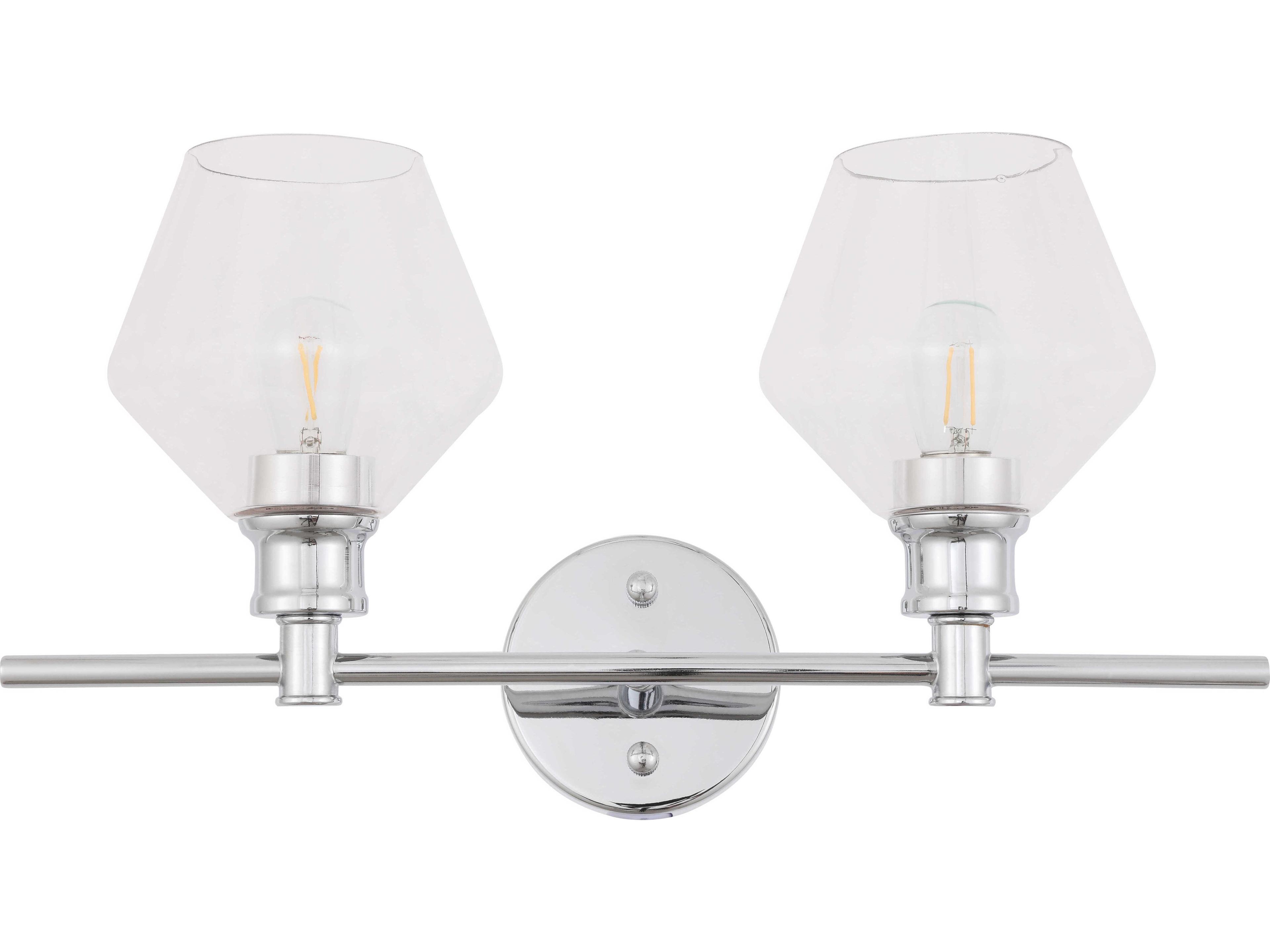 Elegant Lighting Gene 2-Light Chrome Glass Vanity Light