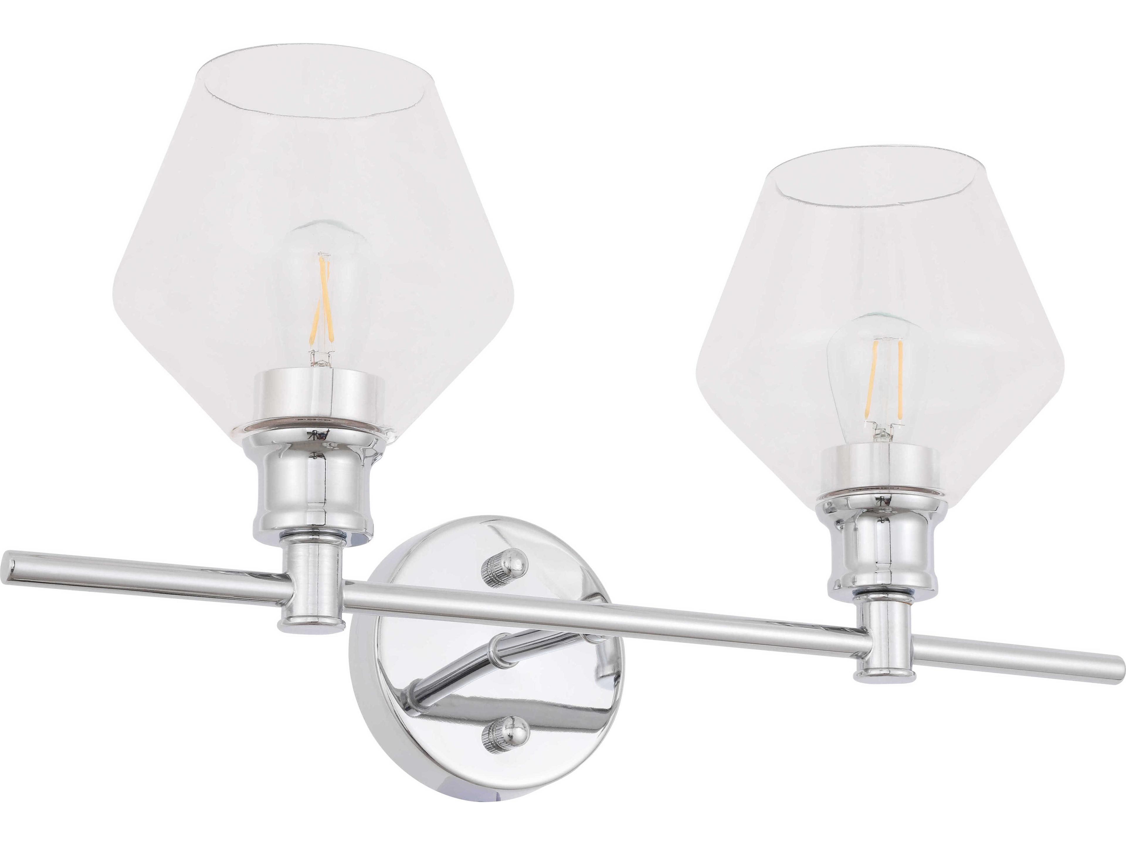Elegant Lighting Gene 2-Light Chrome Glass Vanity Light
