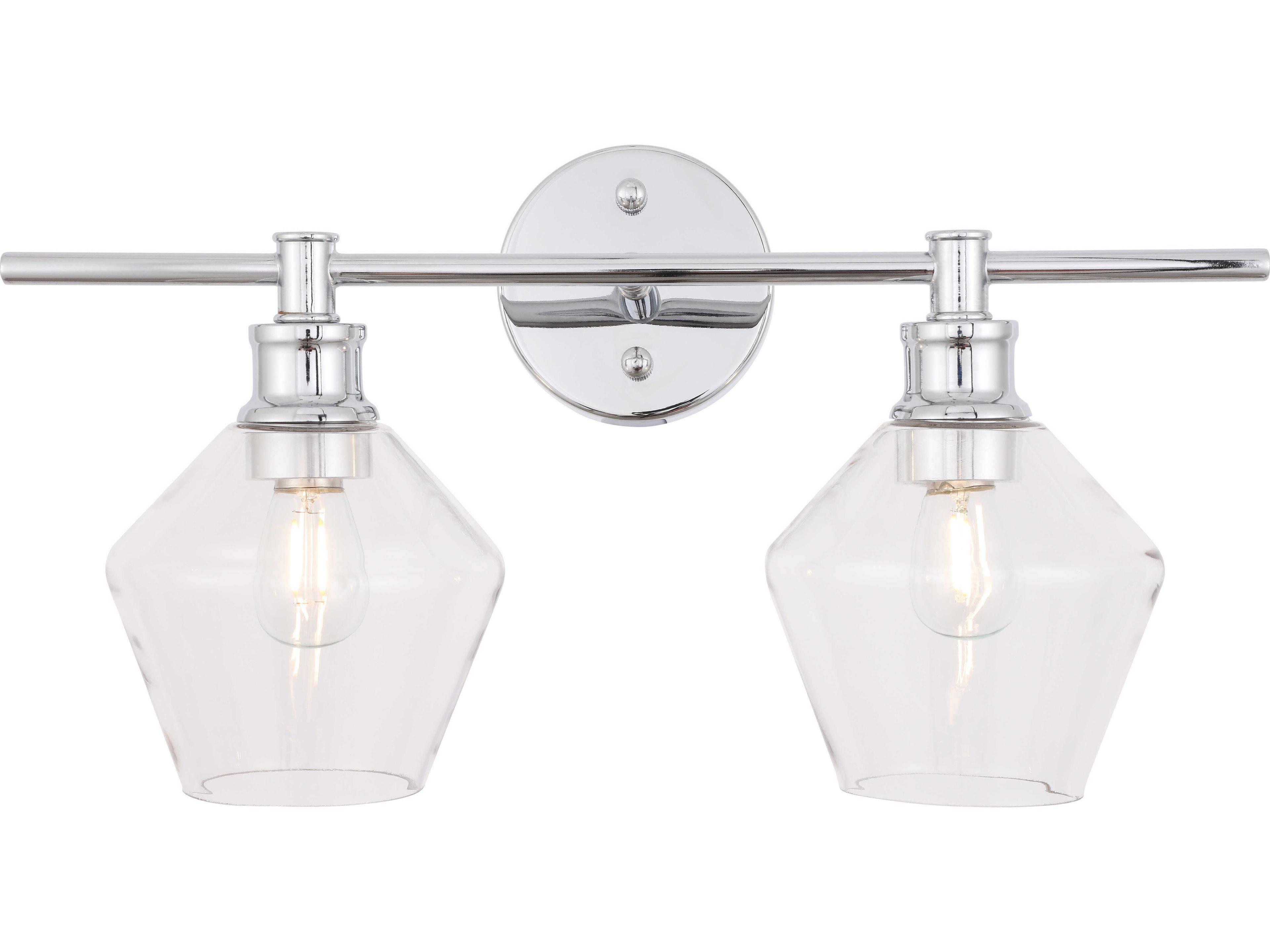 Elegant Lighting Gene 2-Light Chrome Glass Vanity Light