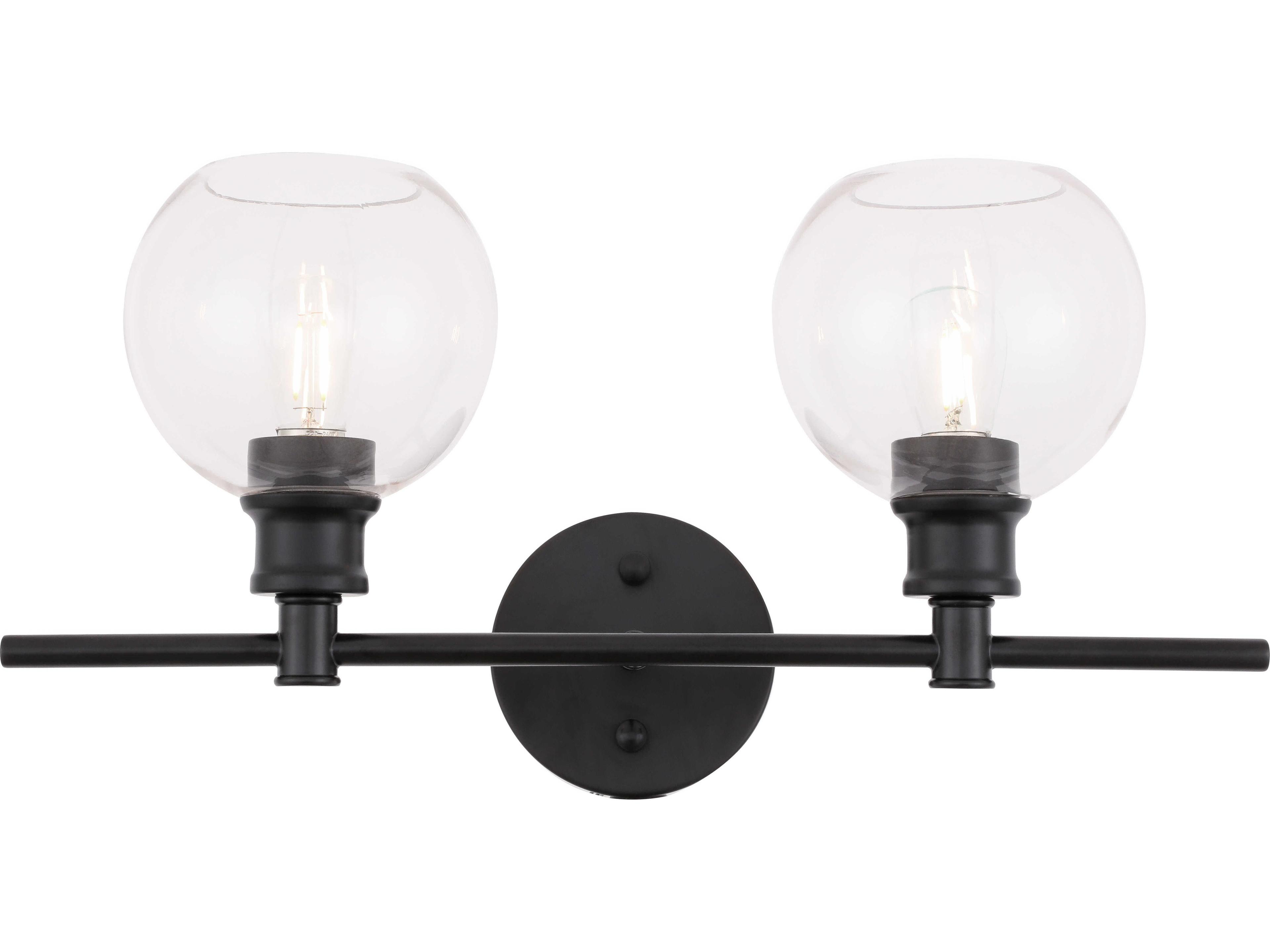 Elegant Lighting Collier 2-Light Black Glass Vanity Light
