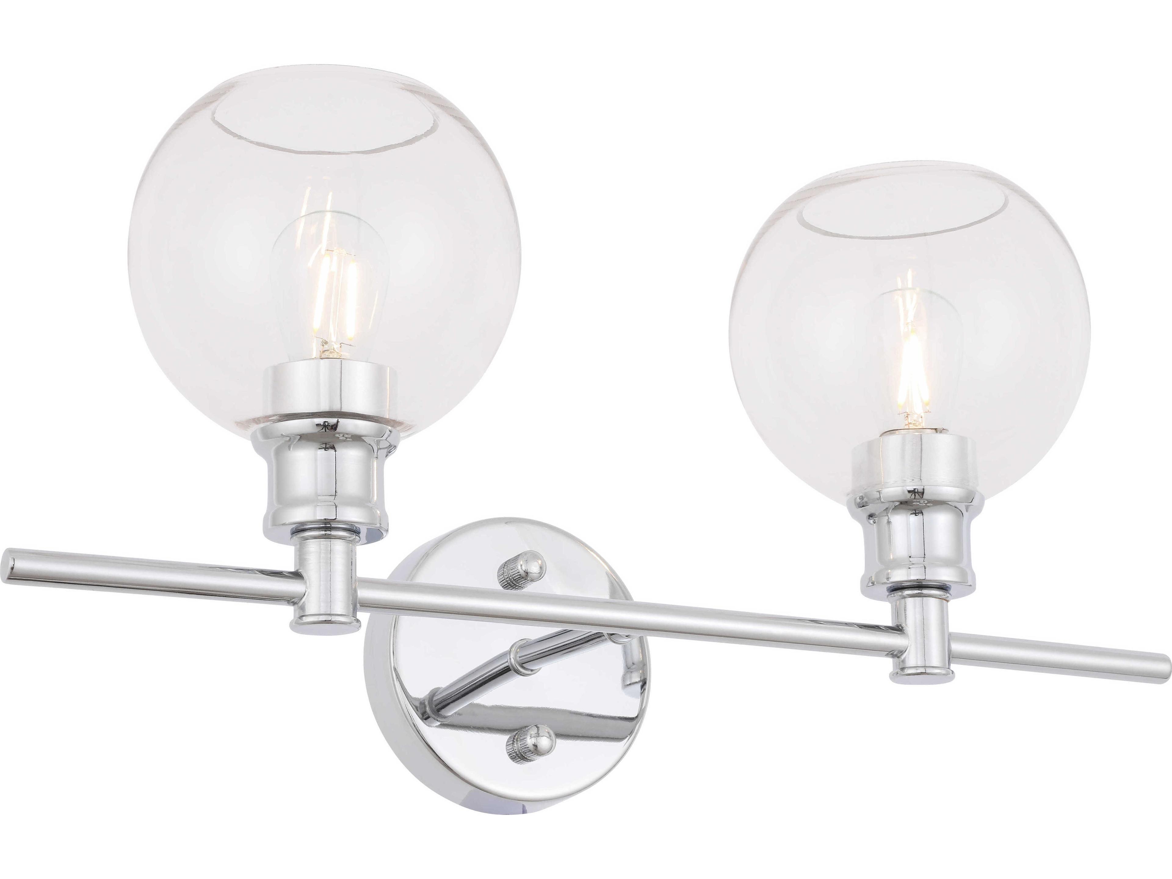 Elegant Lighting Collier 2-Light Chrome Glass LED Vanity Light